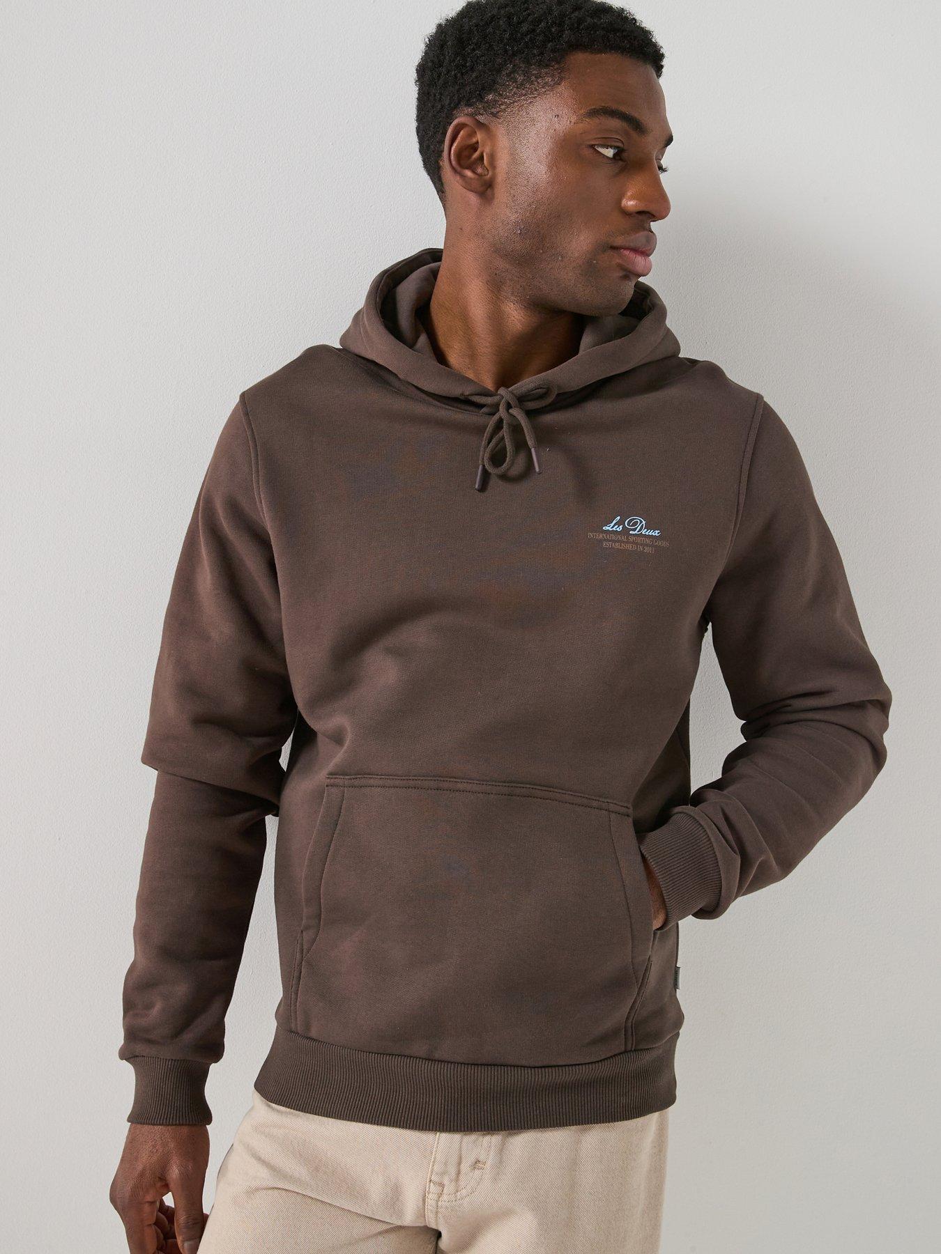 Les Deux Ben Globe Back Graphic Hoodie - Brown