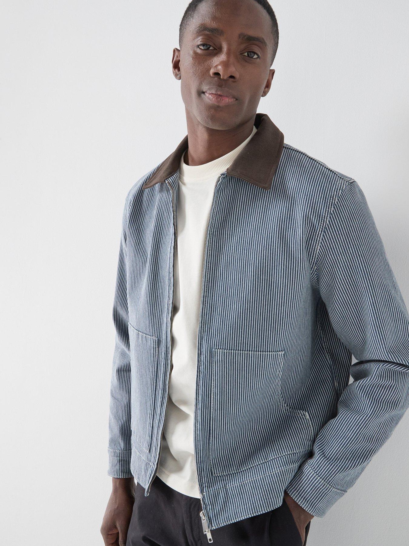 Les Deux Robert Striped Chore Jacket - Navy
