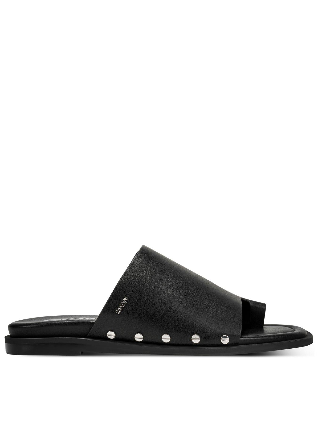 Image 1 of 5 of DKNY Colwyn - Flat Sandal With Toe Loop - Black