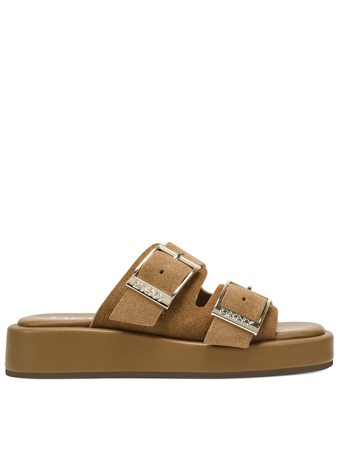 DKNY Leocadia Platform Sliders 40mm - Brown