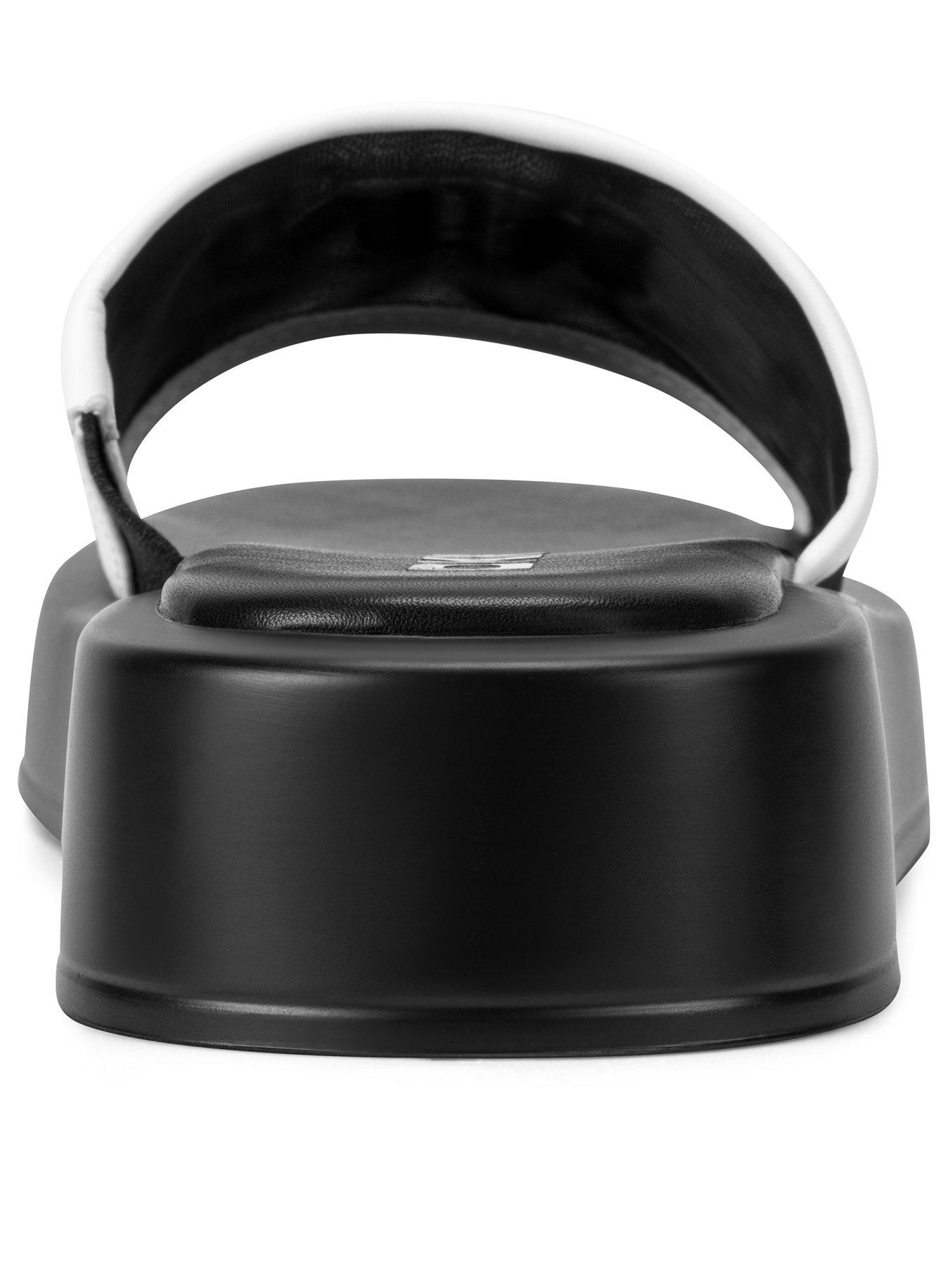  image of dkny-orion-logo-mesh-platform-sliders-black