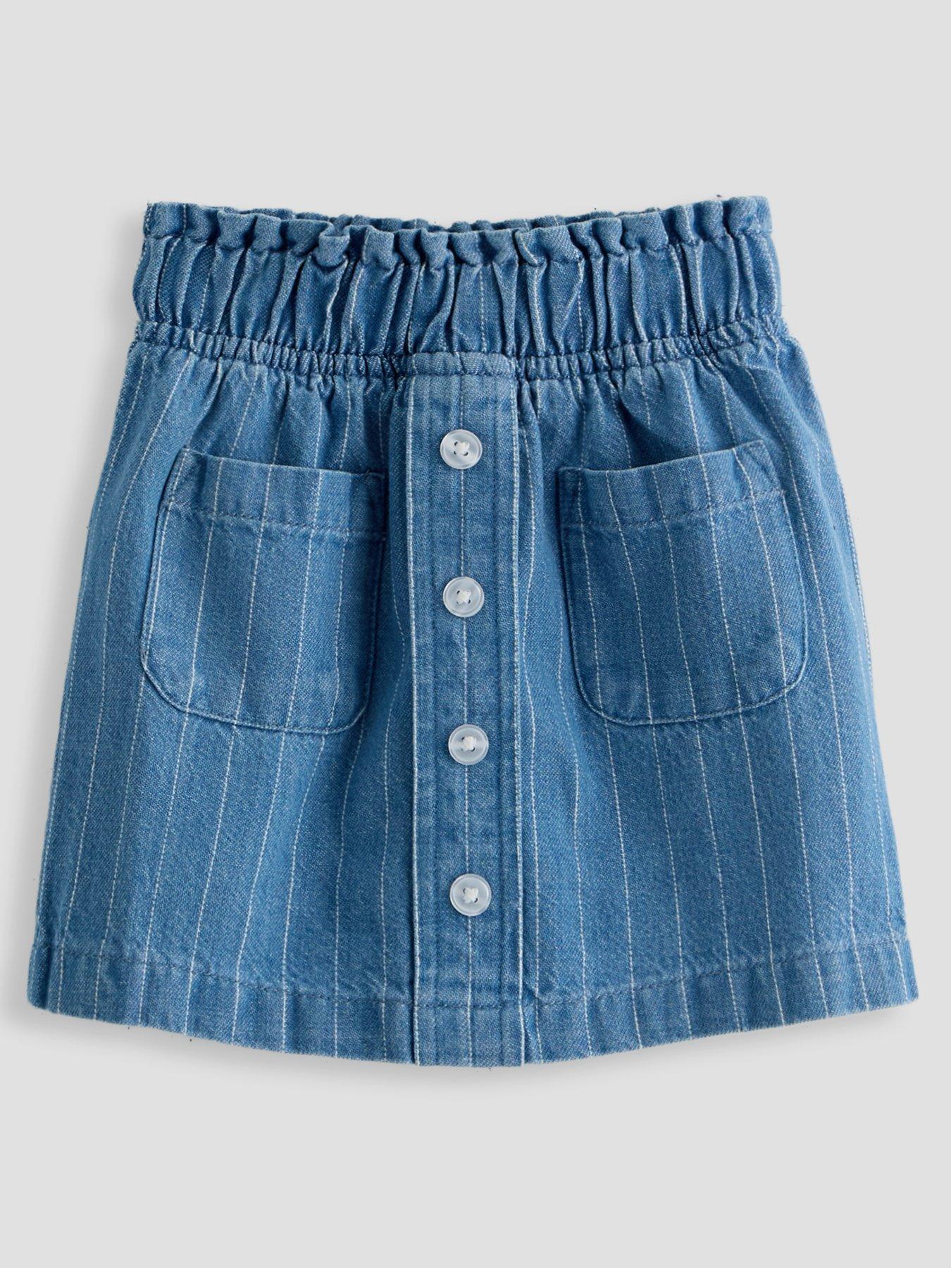 Image 1 of 4 of The Very Collection Girls Denim Button Through Mini Skirt - Blue
