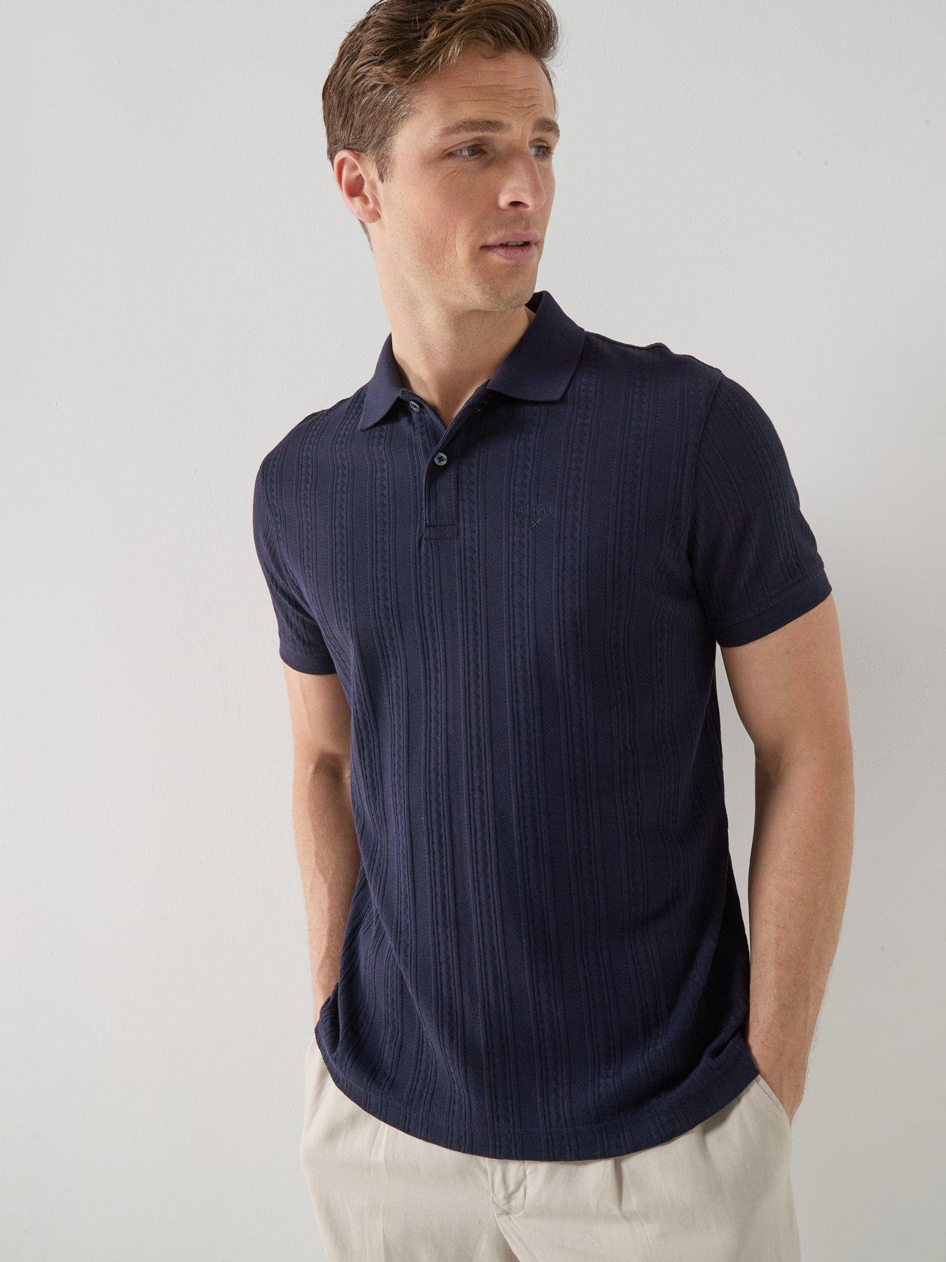 Barbour Harwell Tailored Fit Textured Polo Shirt - Navy