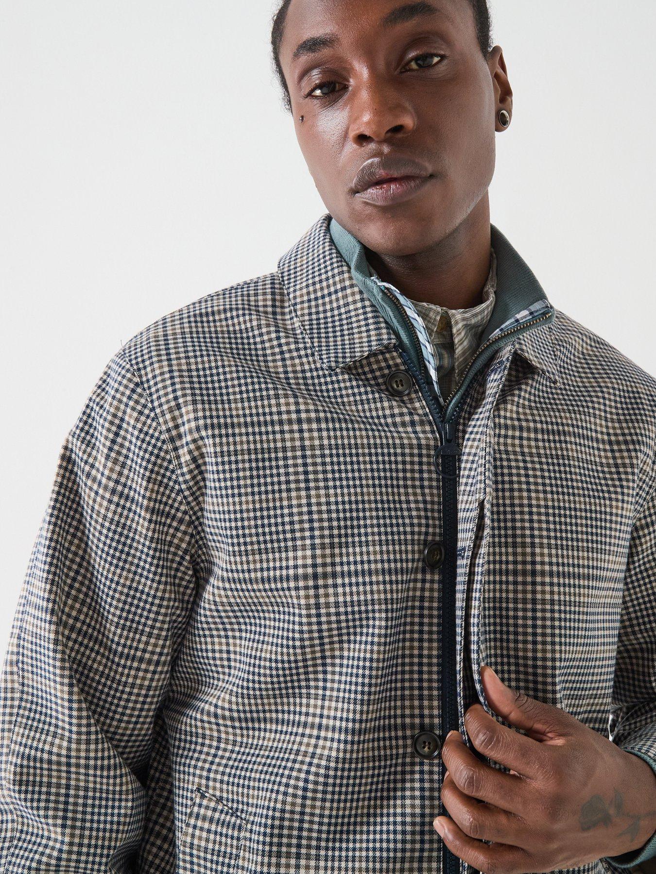  image of barbour-rokig-check-waterproof-mac-jacket-grey