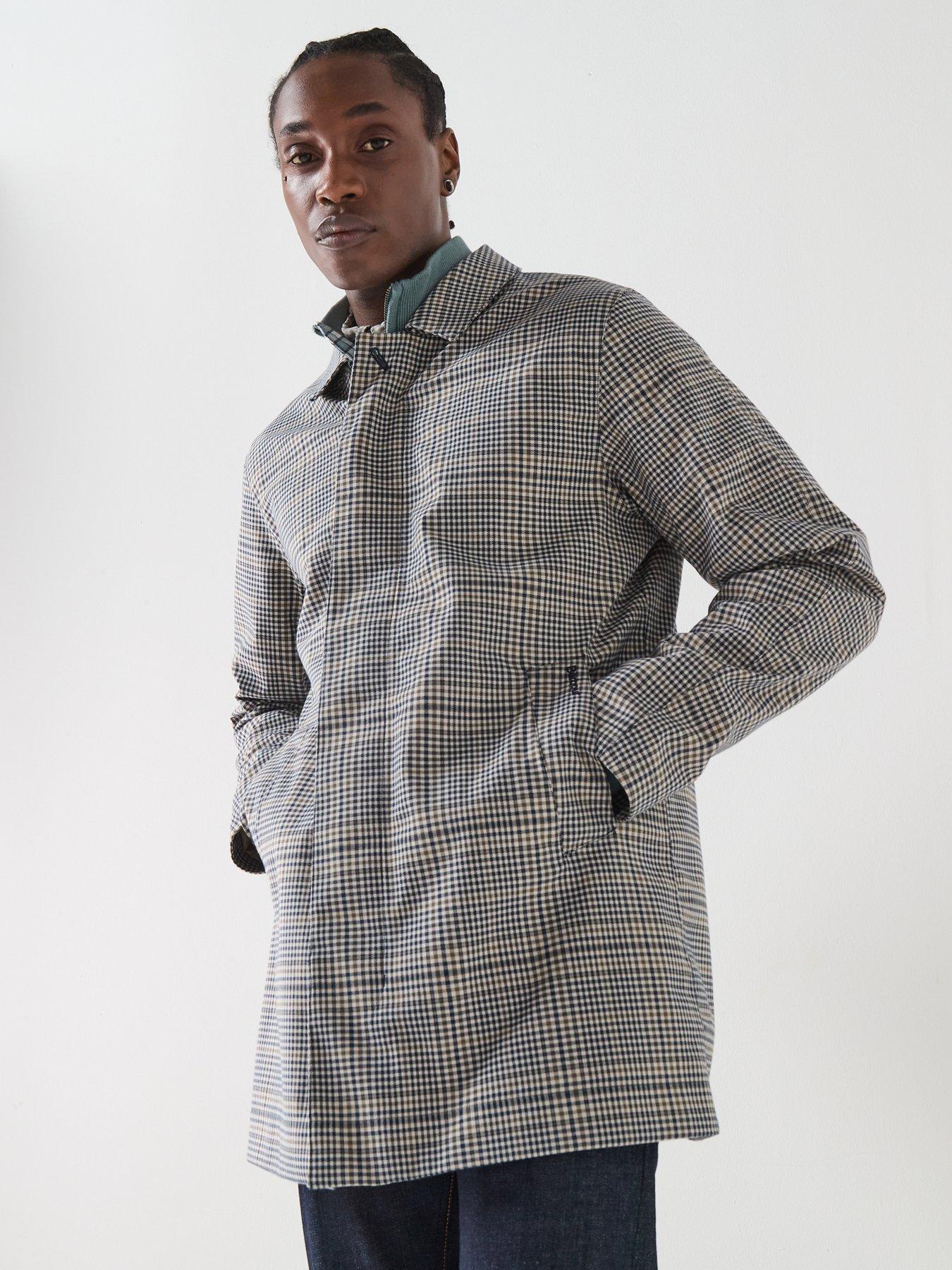  image of barbour-rokig-check-waterproof-mac-jacket-grey