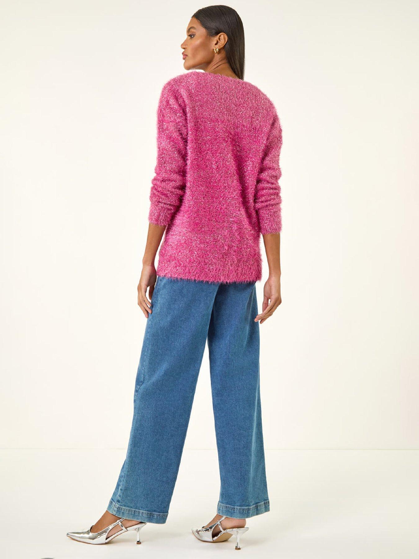 Image 2 of 5 of Roman Buttoned Tinsel&nbsp;Knit Cardigan - Pink