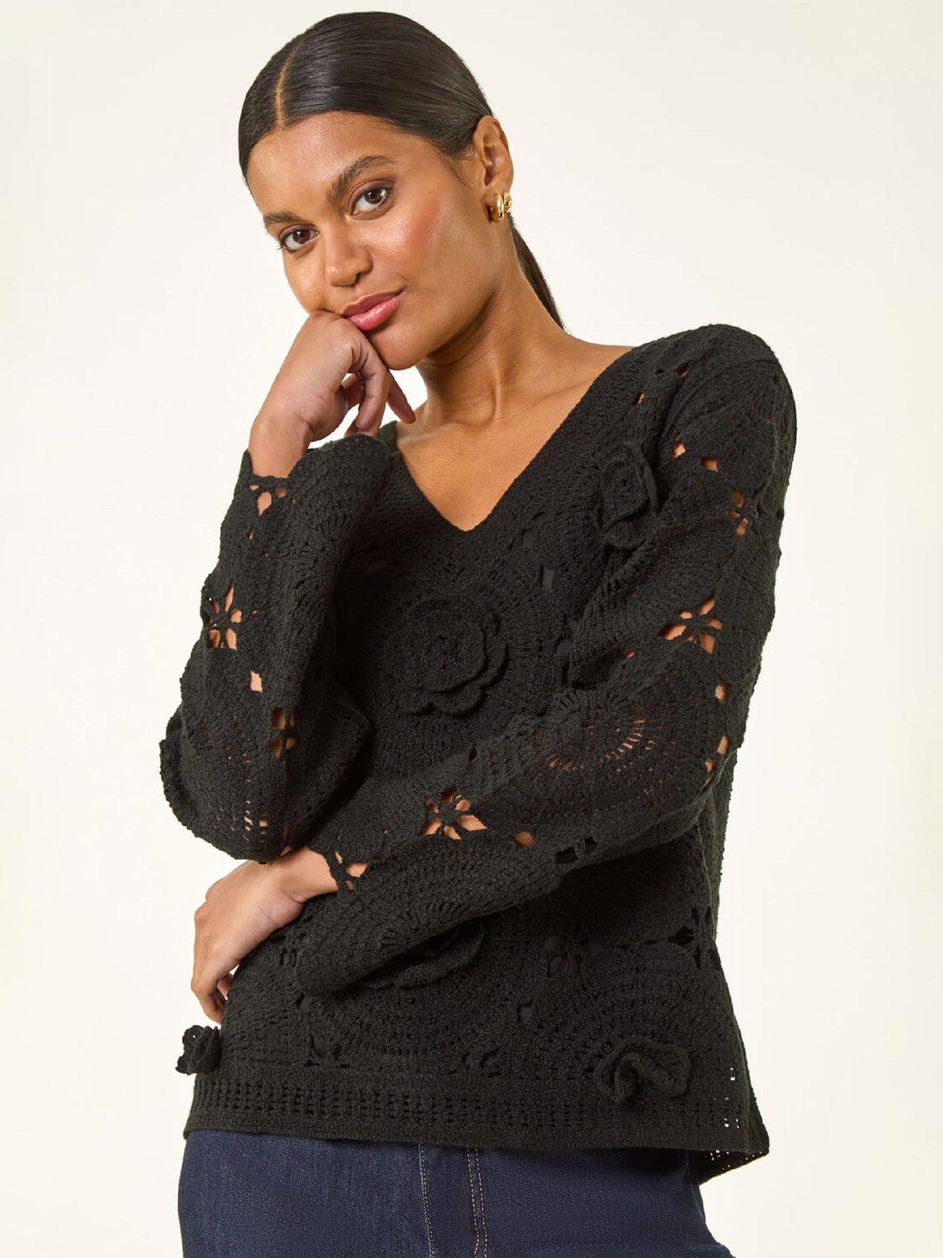 Roman Crochet Floral Knit Jumper