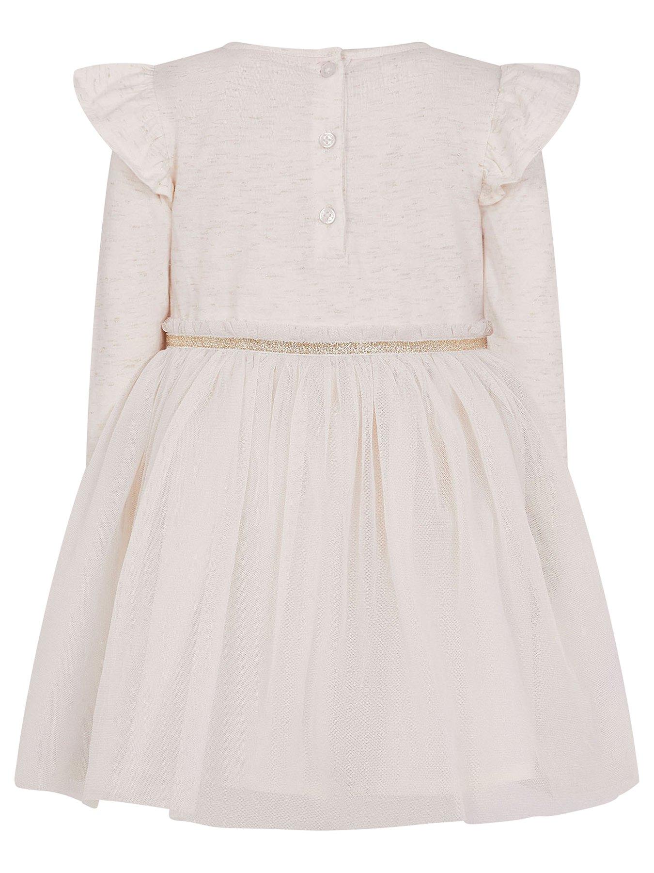  image of monsoon-baby-girls-bear-disco-long-sleeve-dress-light-cream