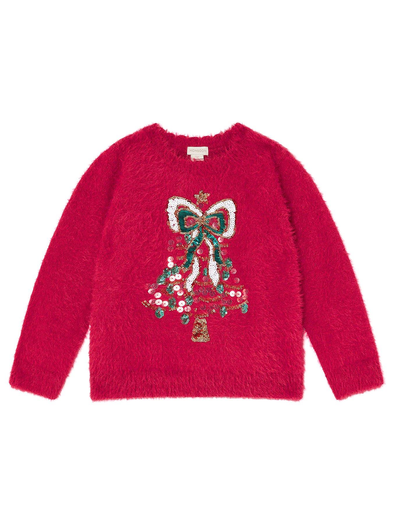  image of monsoon-girls-christmas-tree-jumper-red
