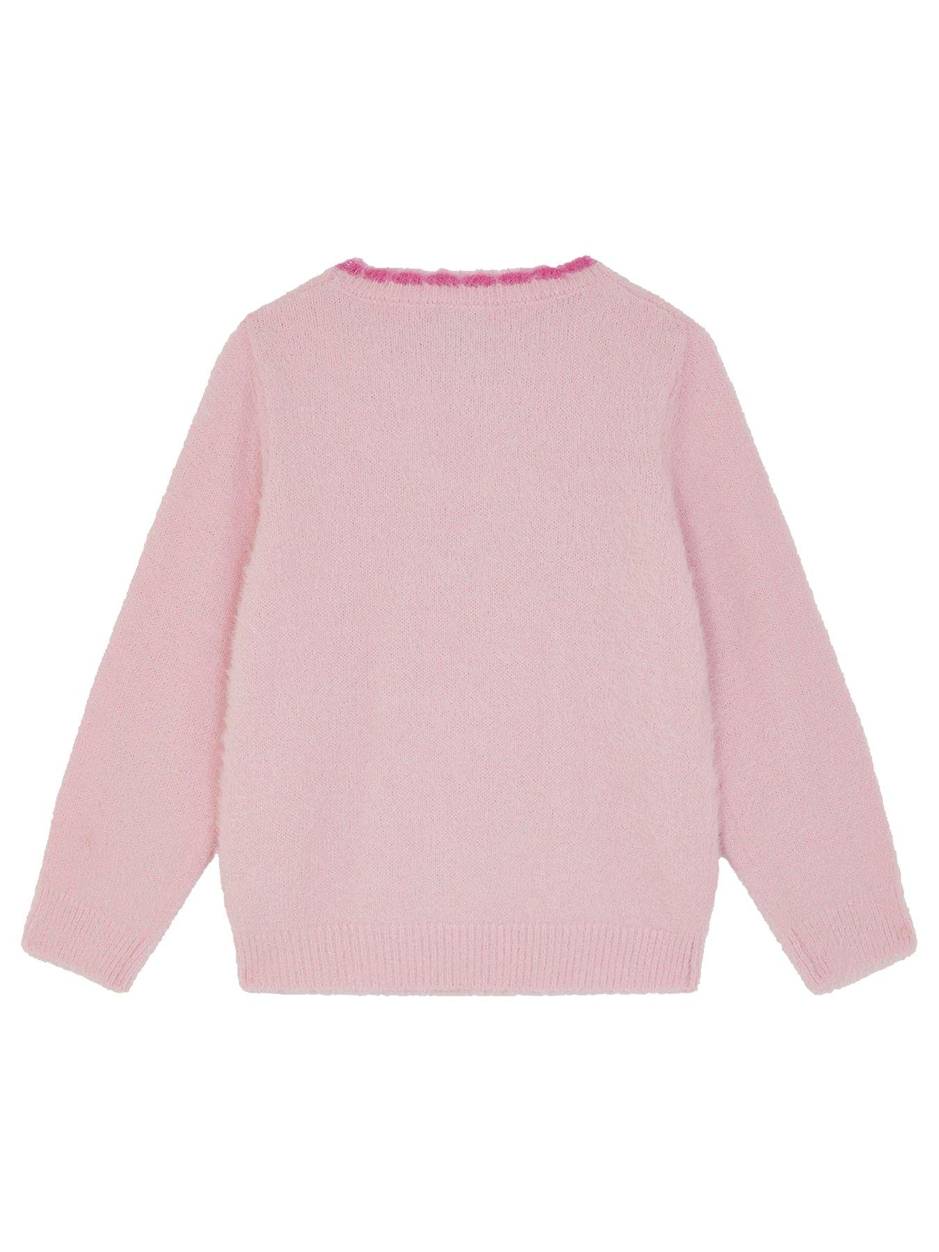  image of monsoon-girls-christmas-unicorn-knitted-jumper-pink