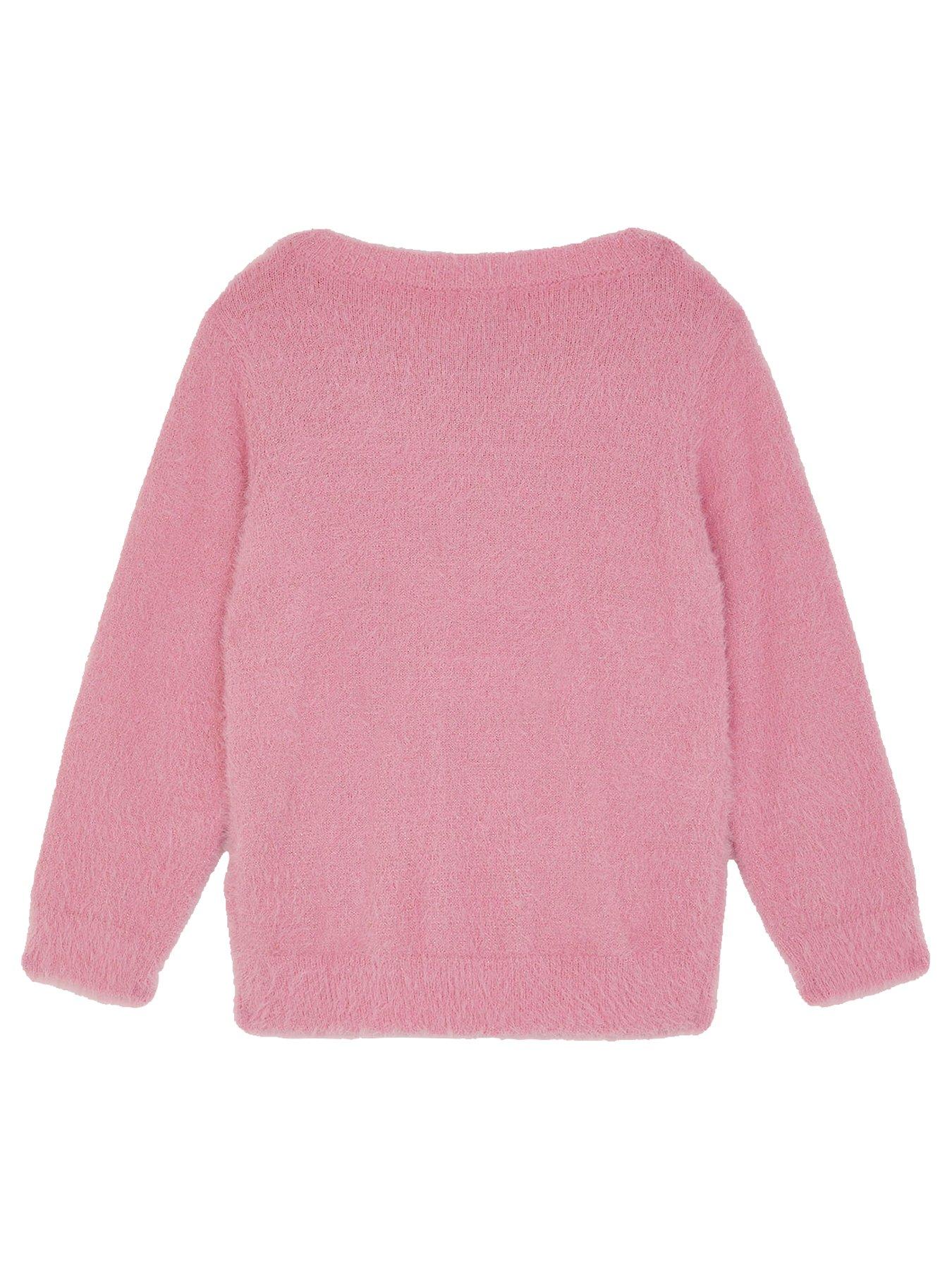 Image 3 of 4 of Monsoon Girls Christmas All Over Knitted Jumper - Pink