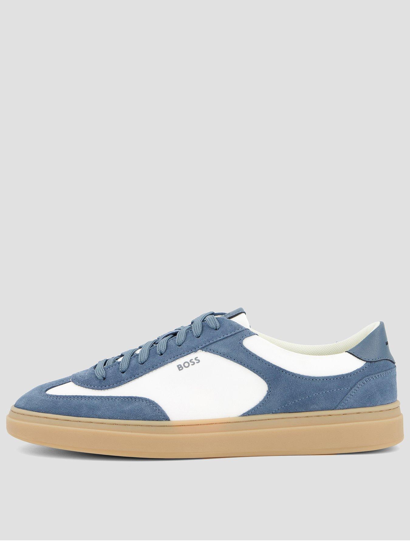 BOSS Kieran Tenn Suede Mix Cupsole Trainers - Blue