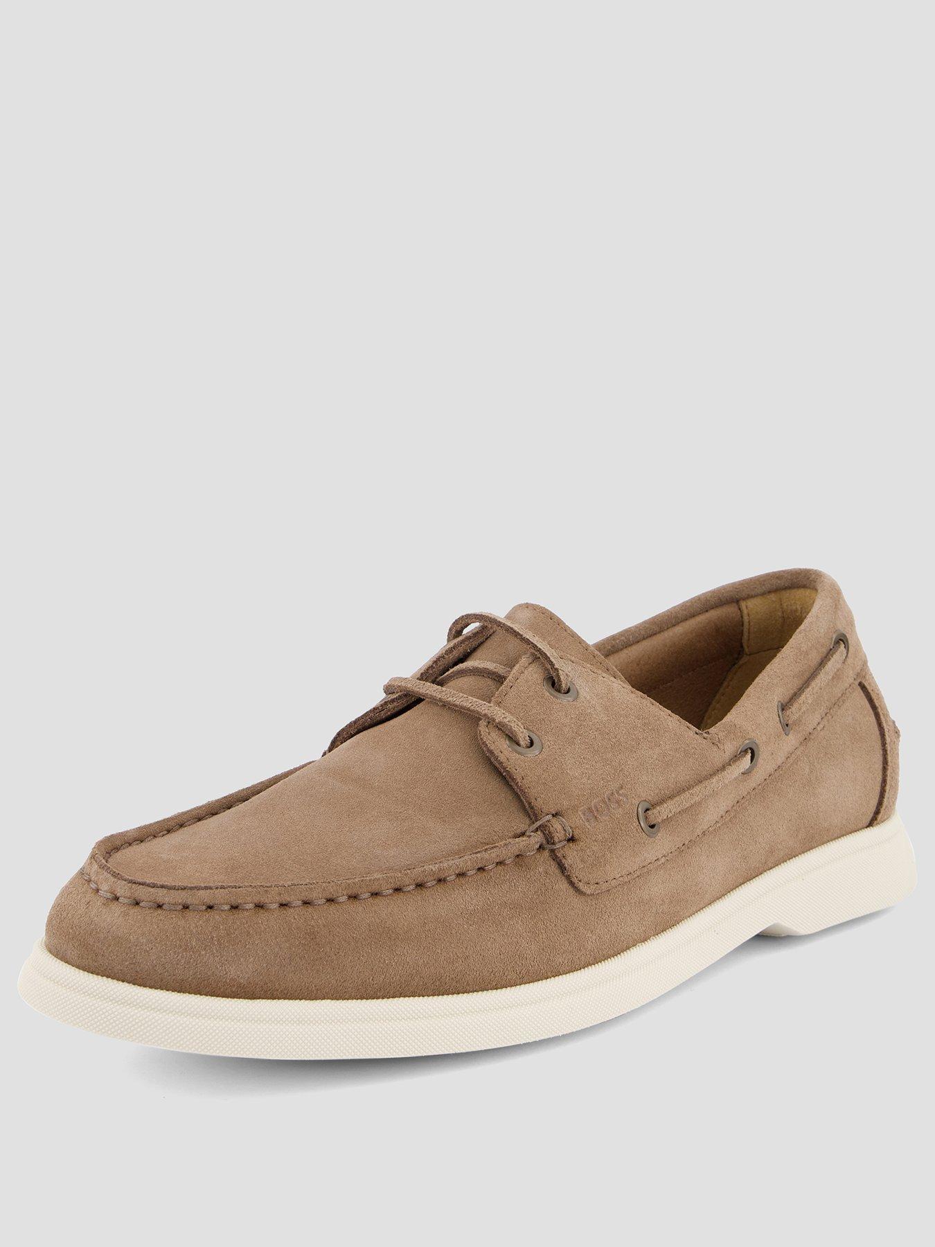  image of boss-sienne-suede-boat-shoes-beige
