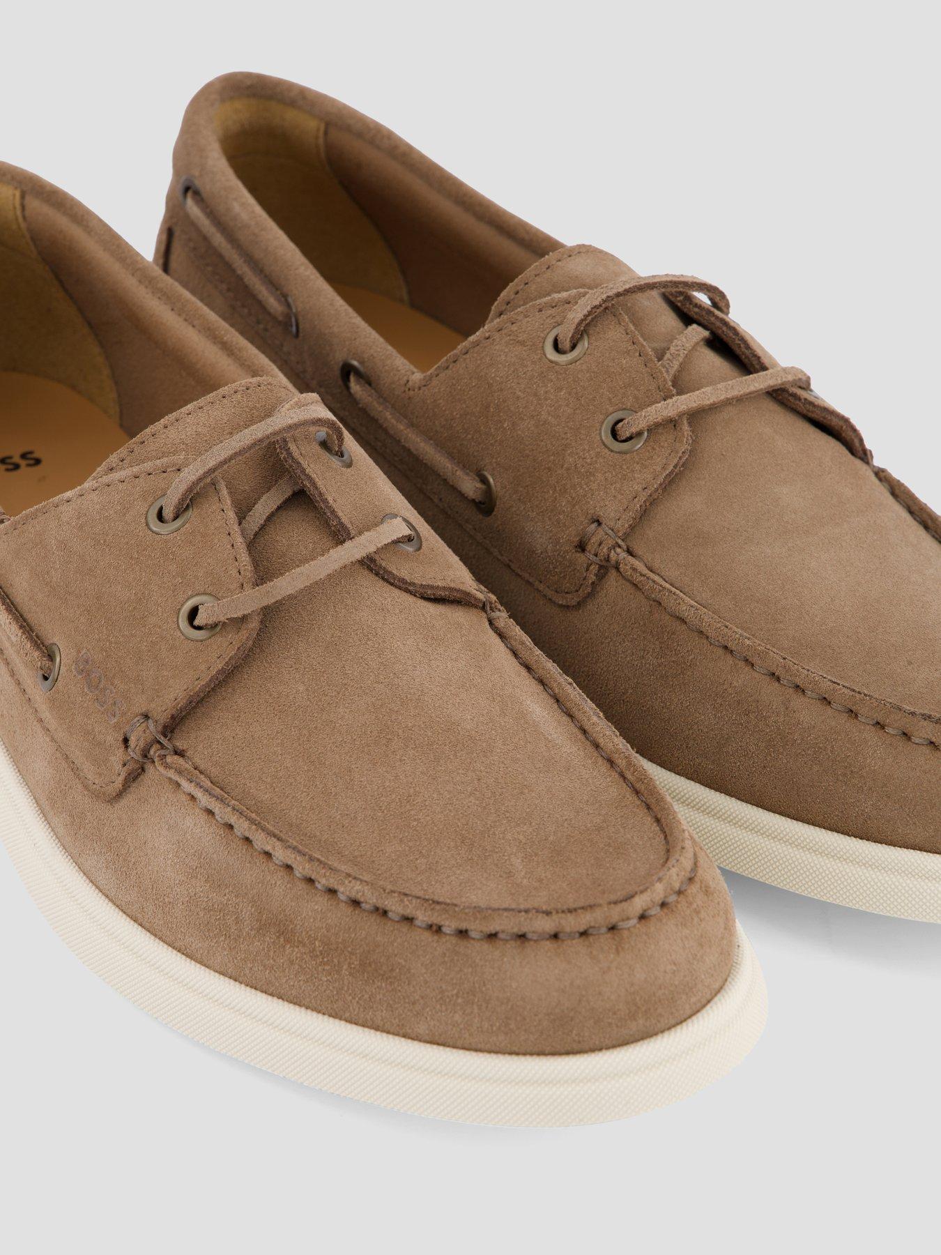  image of boss-sienne-suede-boat-shoes-beige