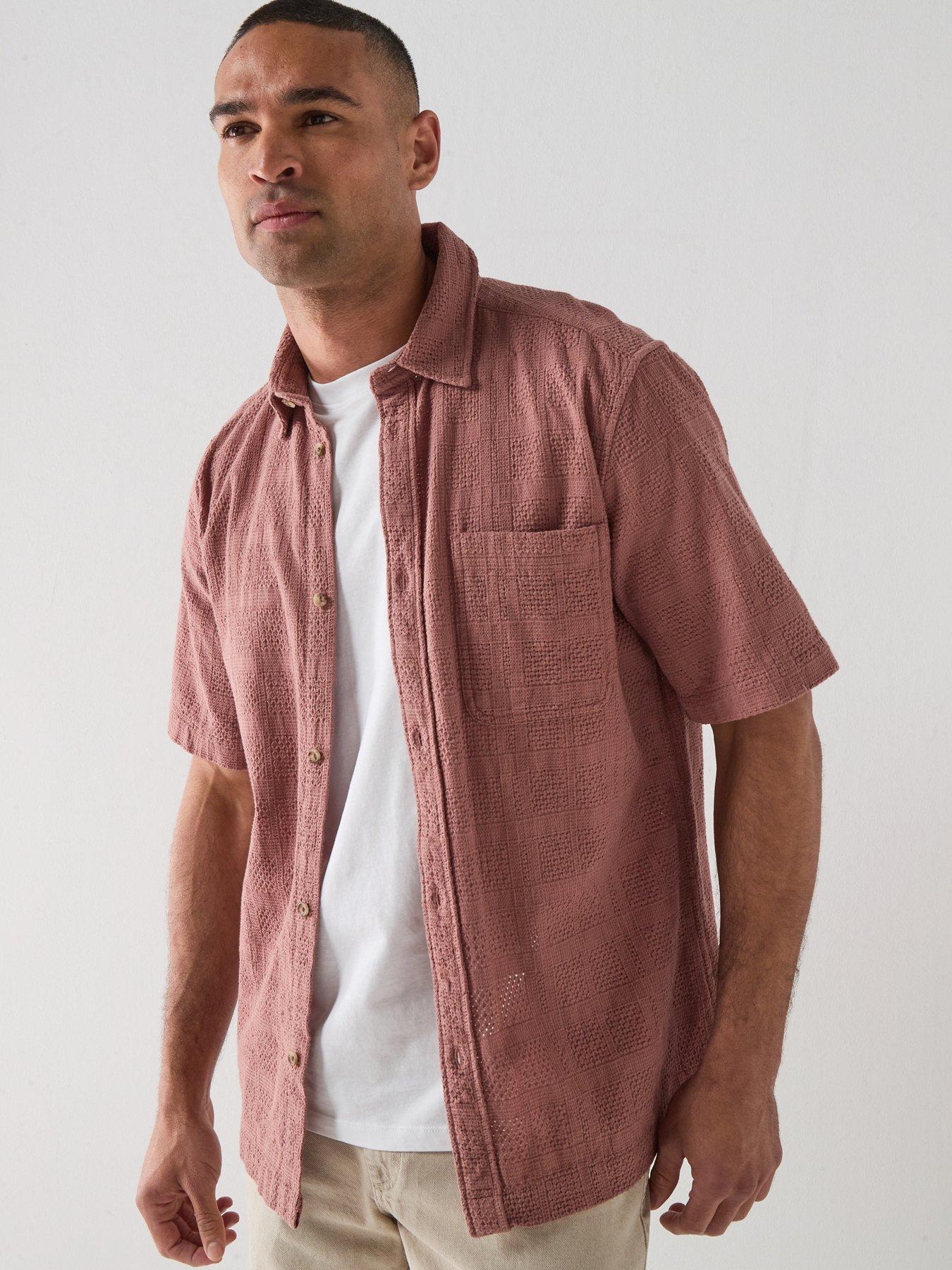Les Deux Charlie Textured Short Sleeve Shirt - Light Red