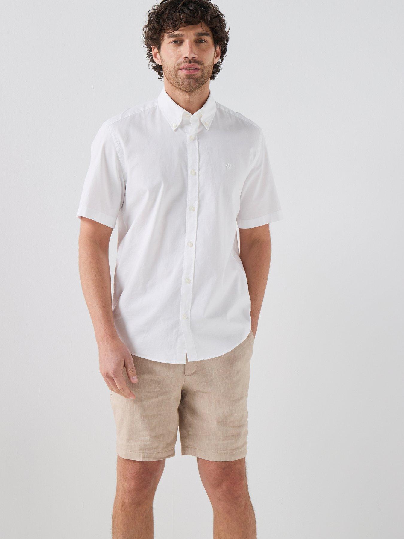 Image 1 of 6 of BOSS Button Down Short Sleeve Shirt - White