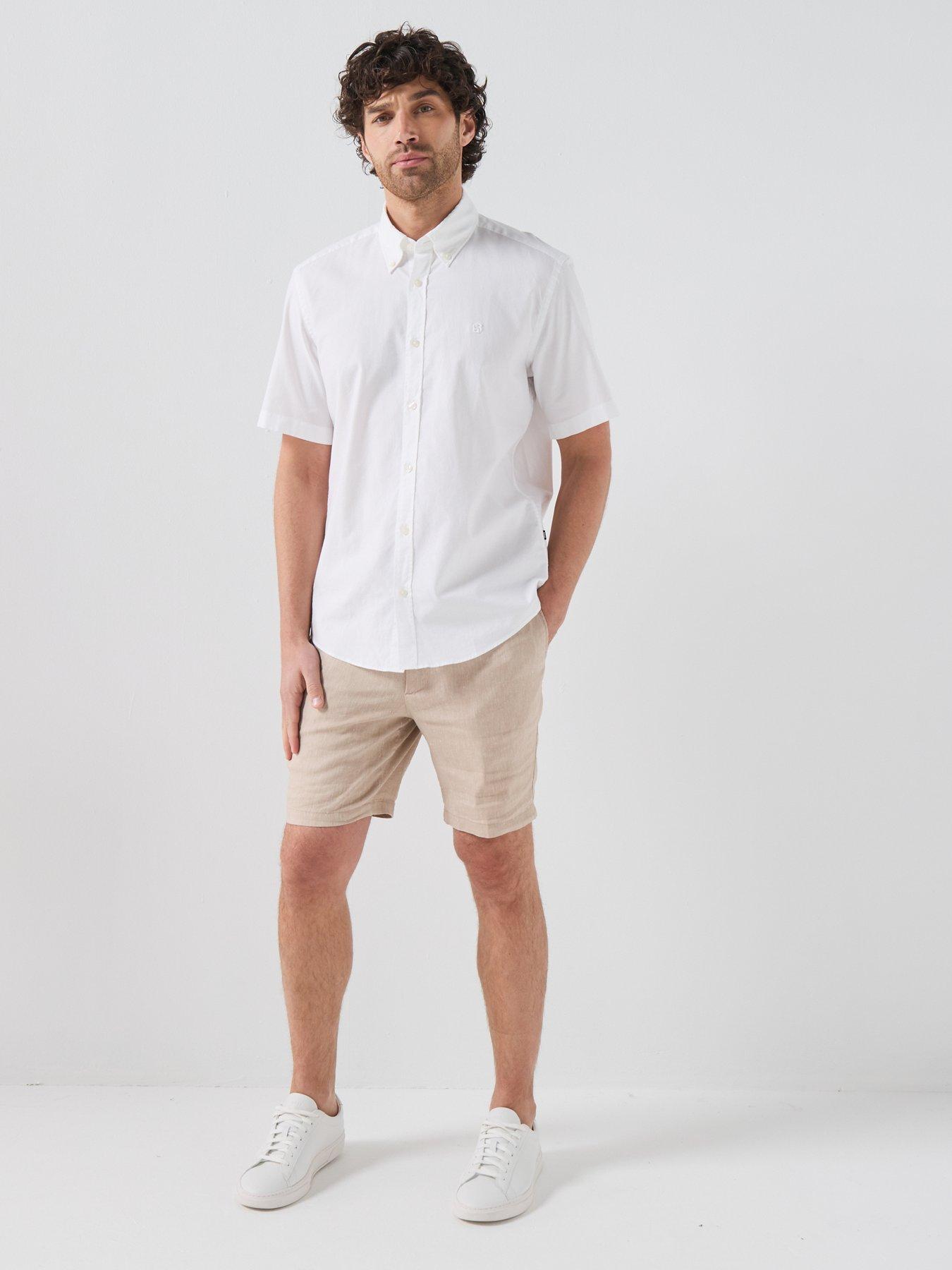Image 3 of 6 of BOSS Button Down Short Sleeve Shirt - White