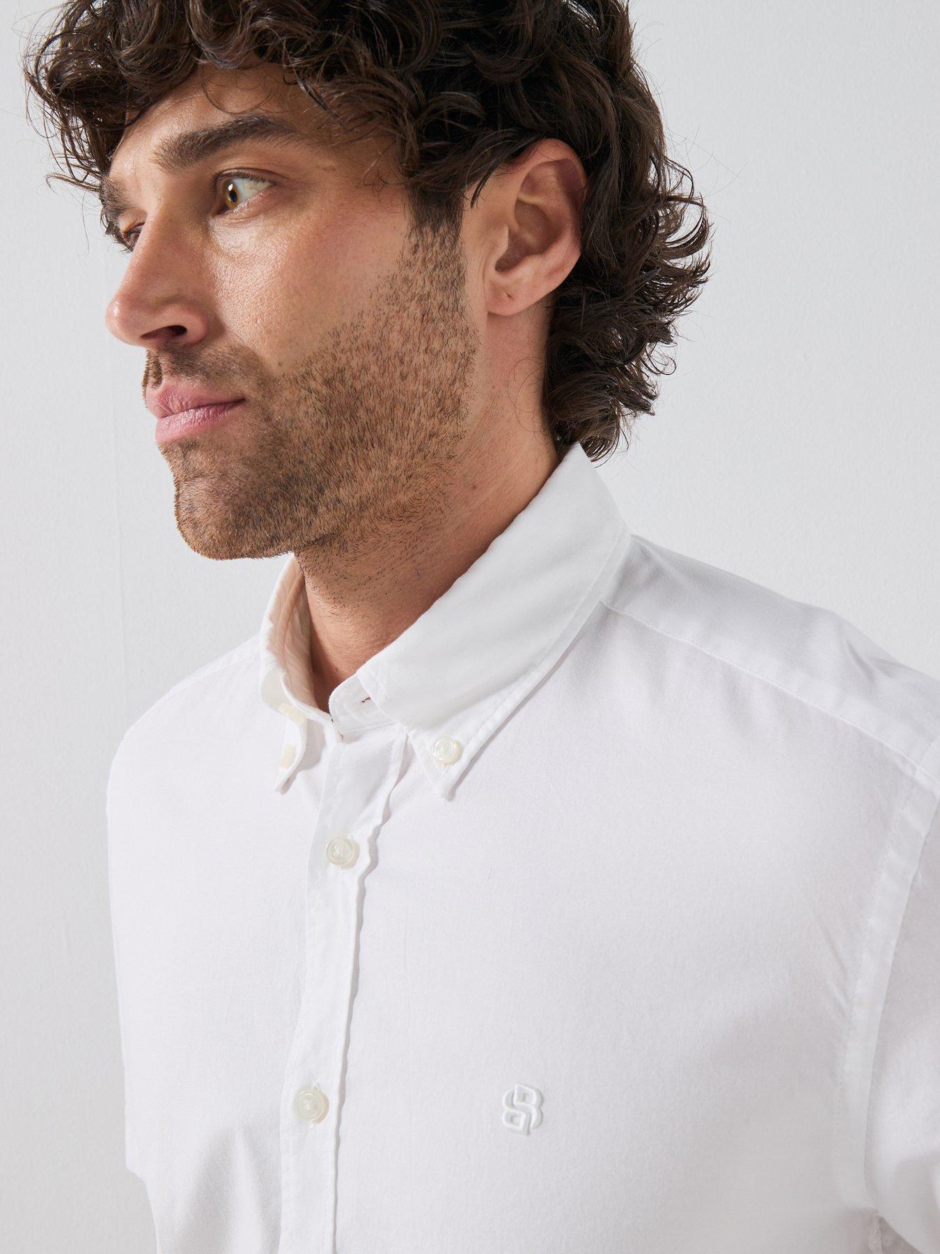 Image 4 of 6 of BOSS Button Down Short Sleeve Shirt - White