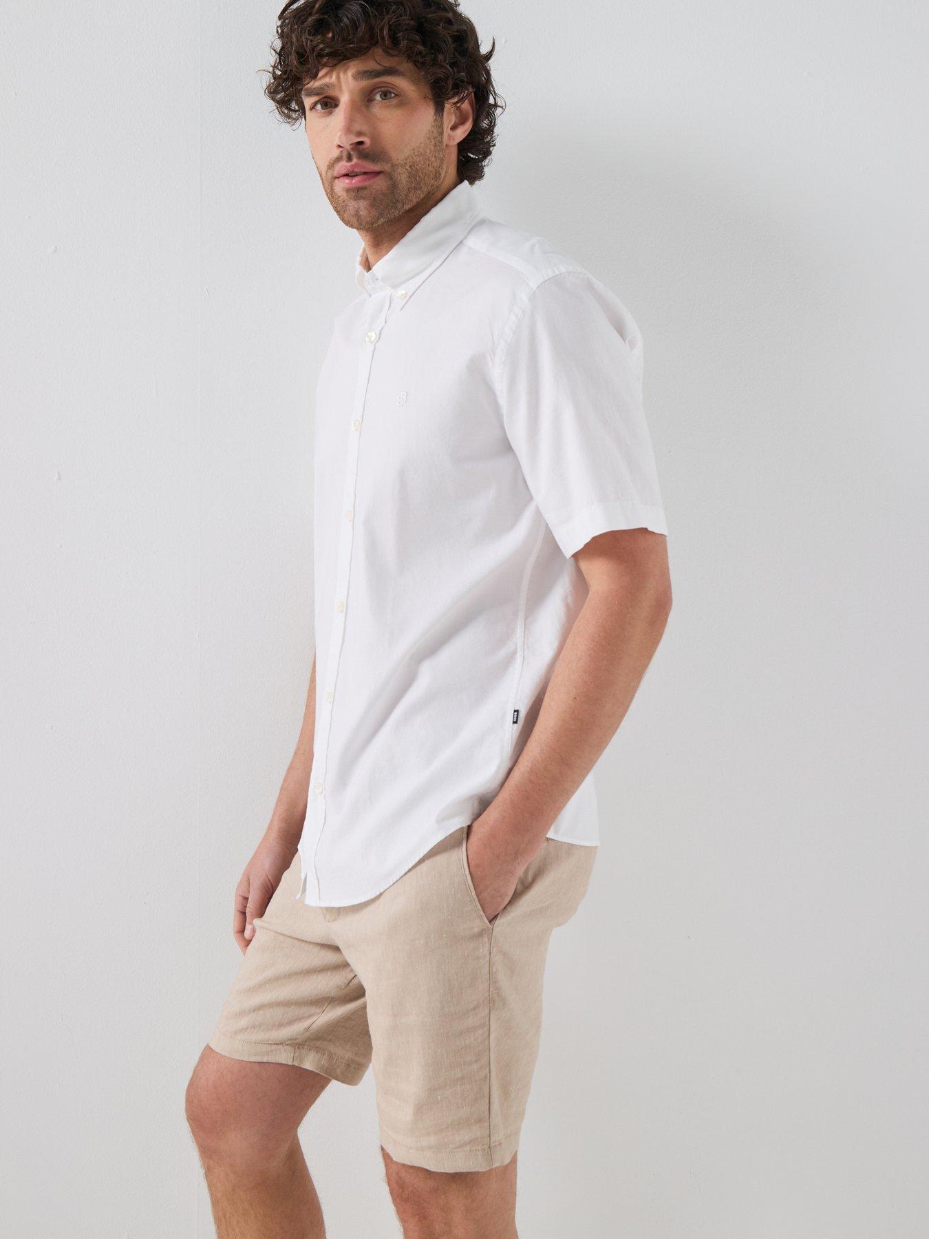 Image 6 of 6 of BOSS Button Down Short Sleeve Shirt - White