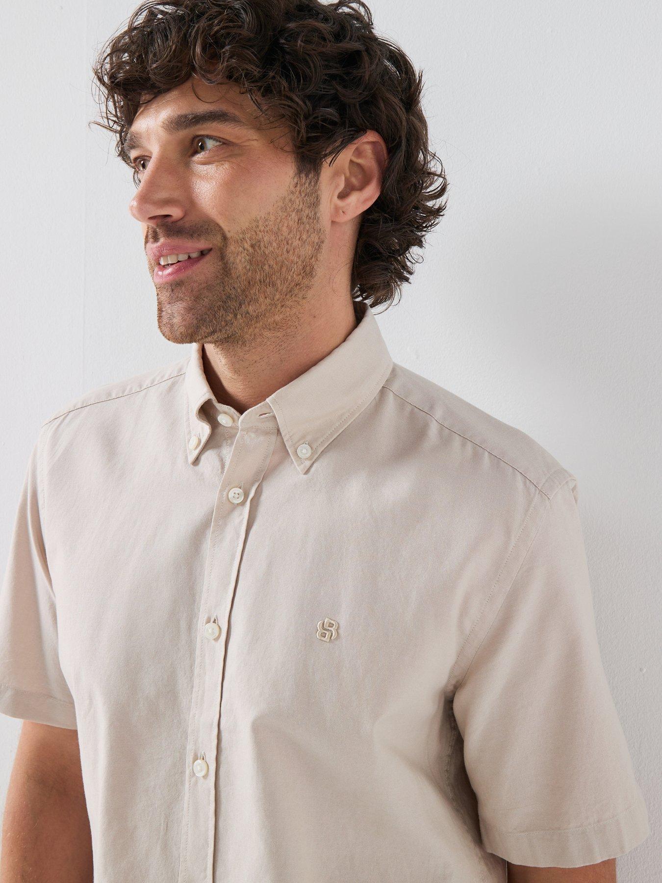 Image 4 of 5 of BOSS H-Liam Button Down Short Sleeve Shirt - Beige