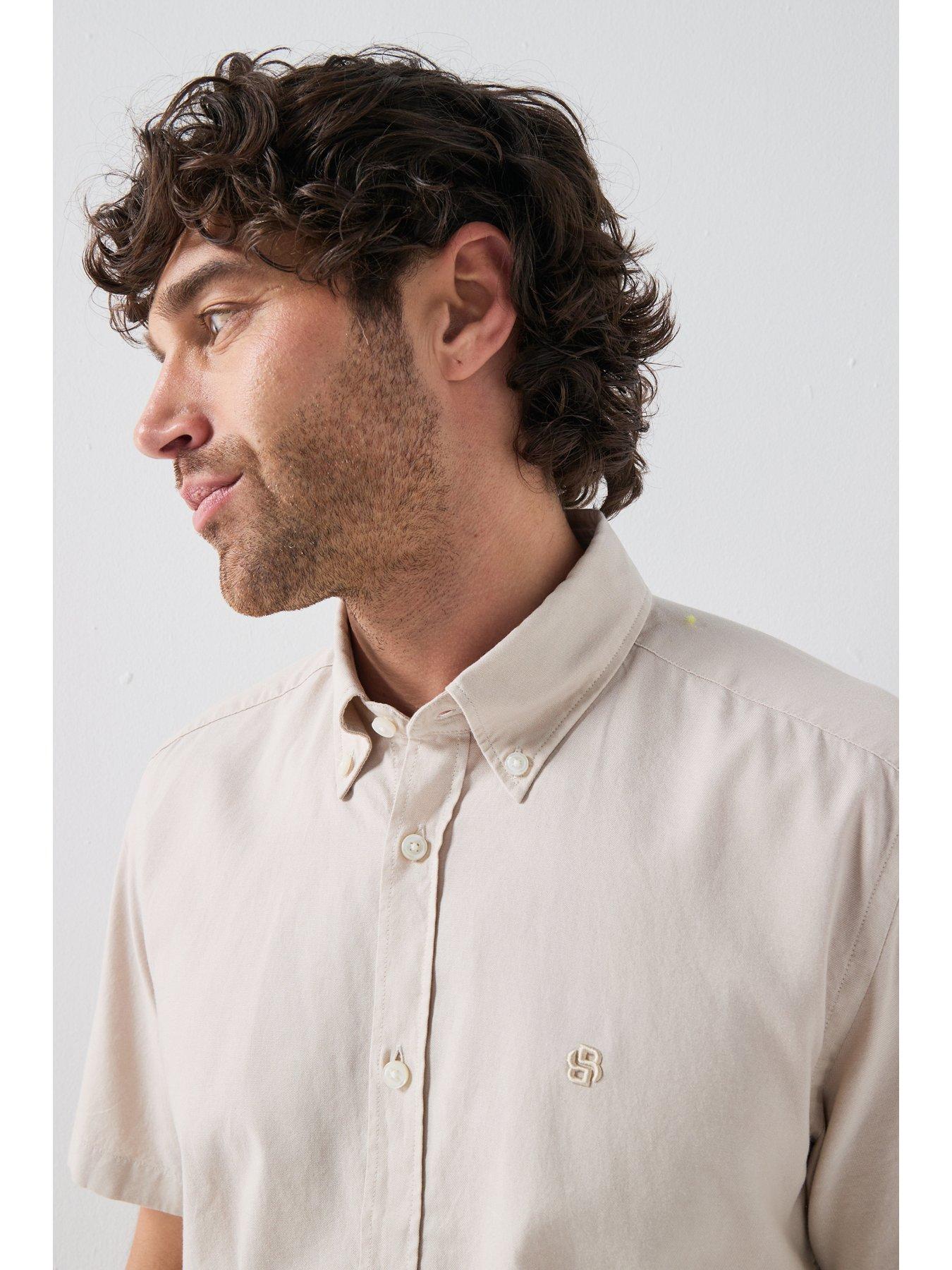 Image 5 of 5 of BOSS H-Liam Button Down Short Sleeve Shirt - Beige