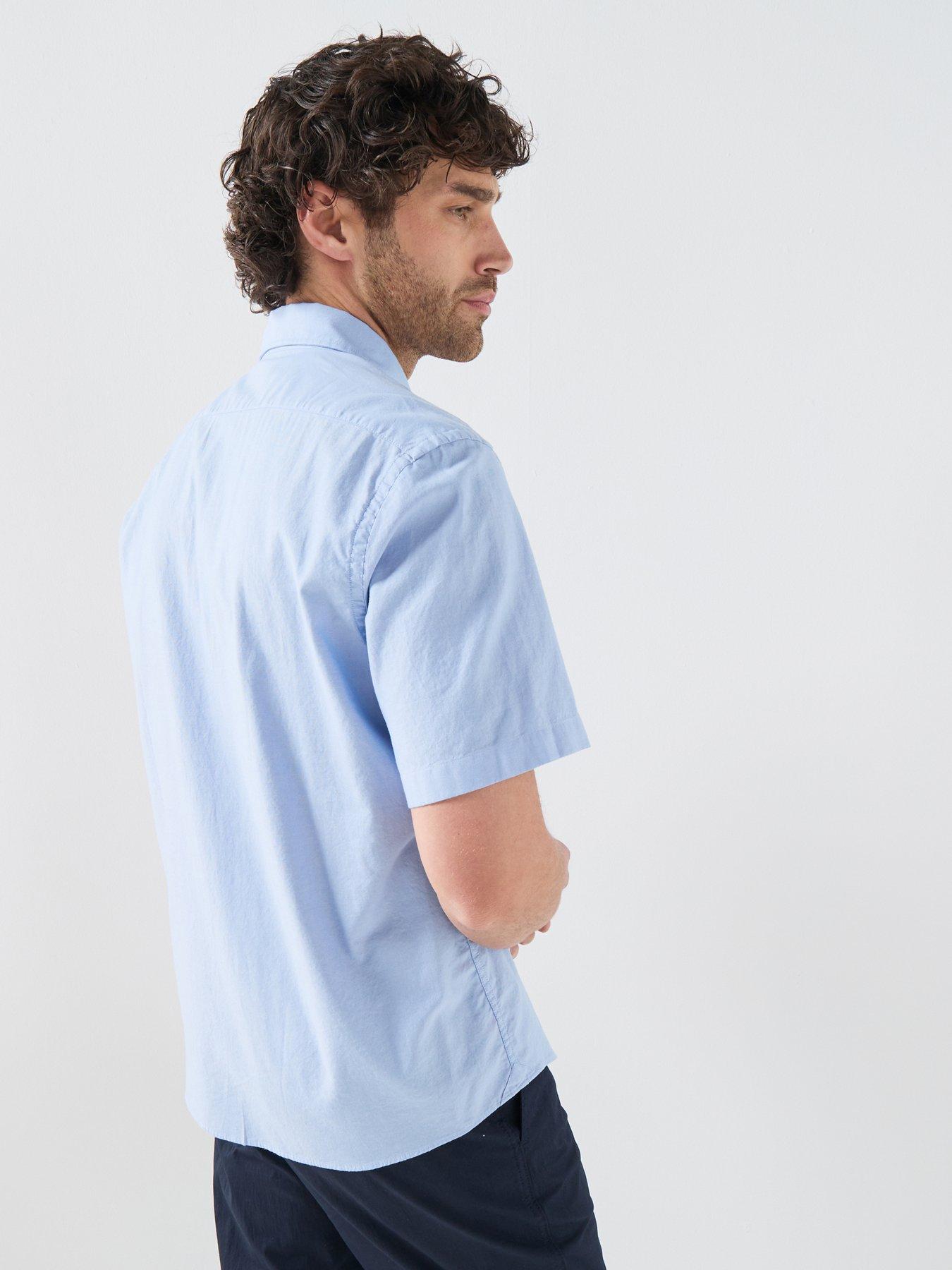 Image 2 of 6 of BOSS Button Down Short Sleeve Shirt - Light Blue