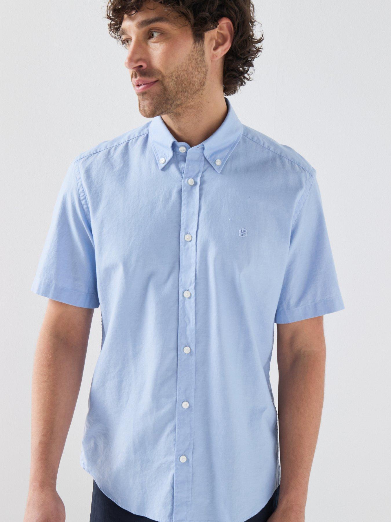 Image 5 of 6 of BOSS Button Down Short Sleeve Shirt - Light Blue