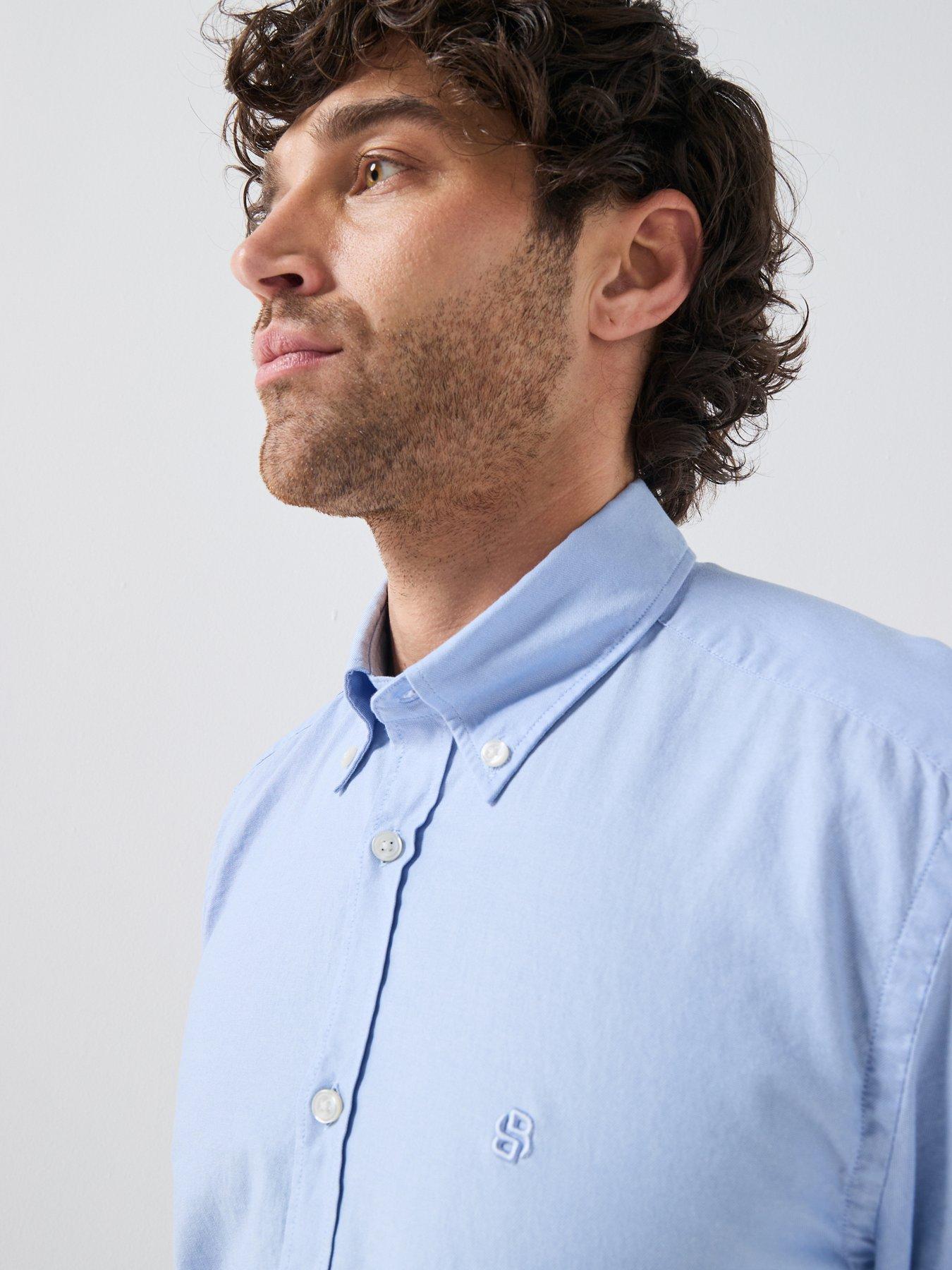 Image 6 of 6 of BOSS Button Down Short Sleeve Shirt - Light Blue