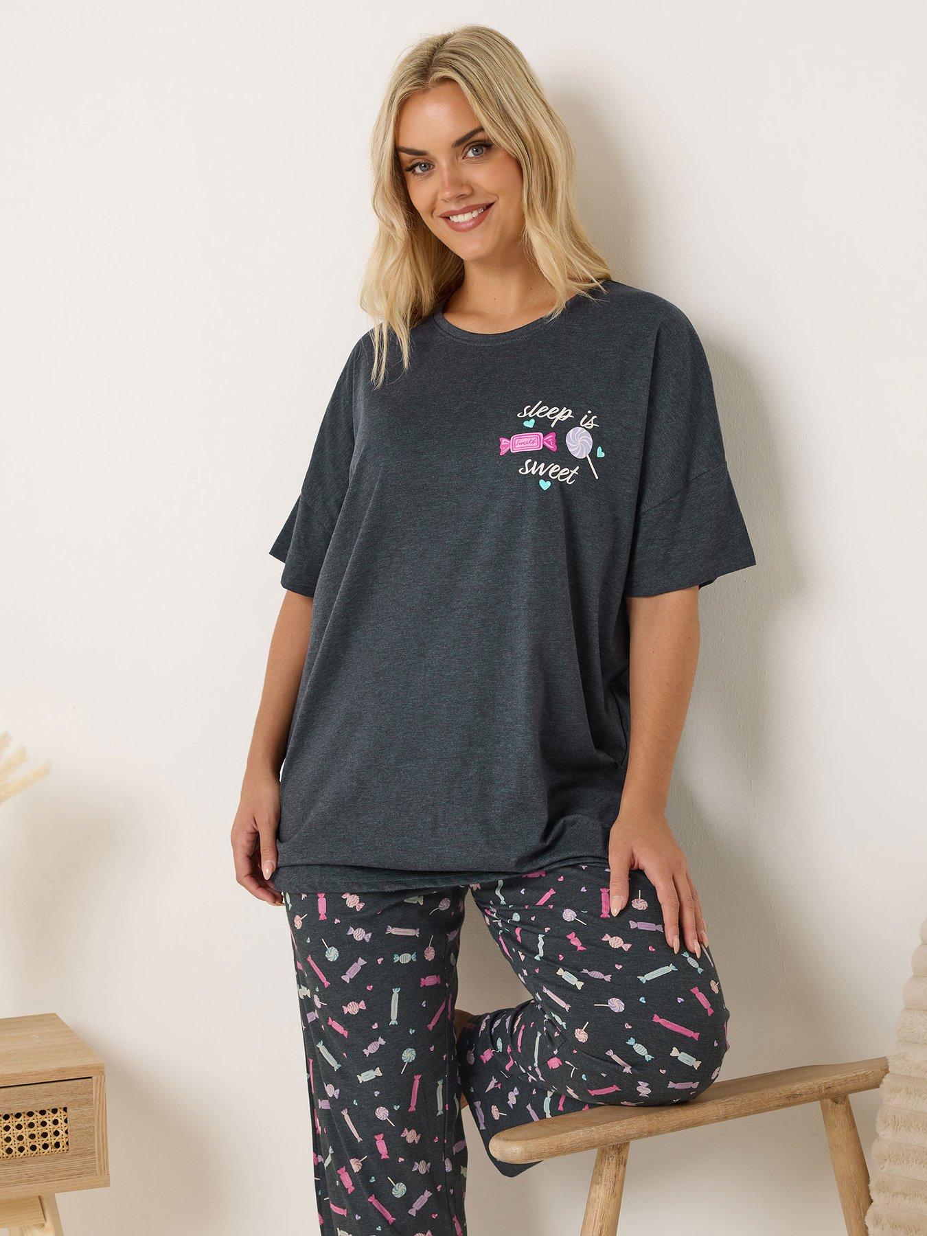 Image 3 of 4 of Yours Curve Sleep Is Sweet Pyjama Set - Grey