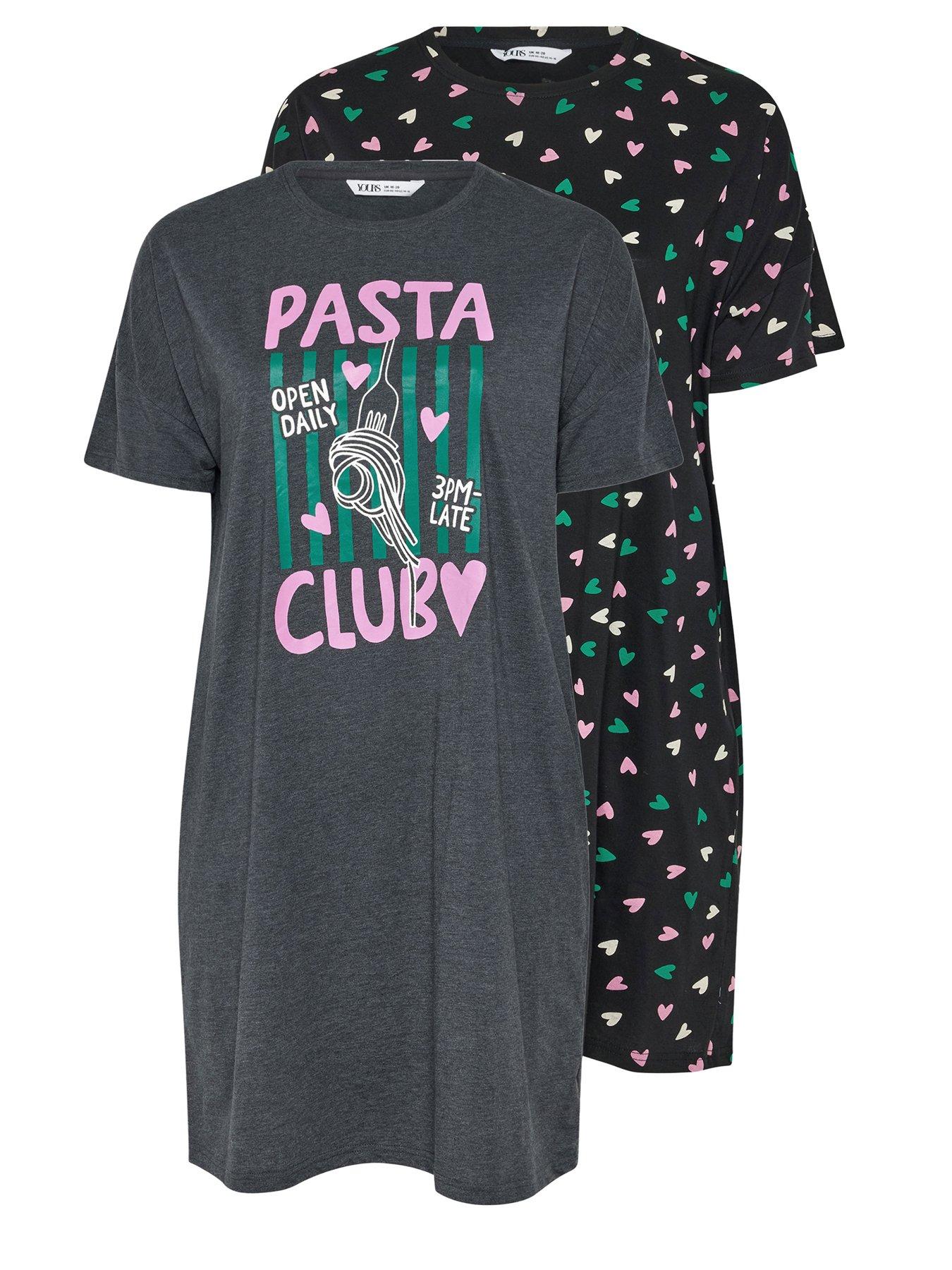 Image 6 of 7 of Yours Curve 2 Pack Pasta Sleeptee Nightdress - Grey