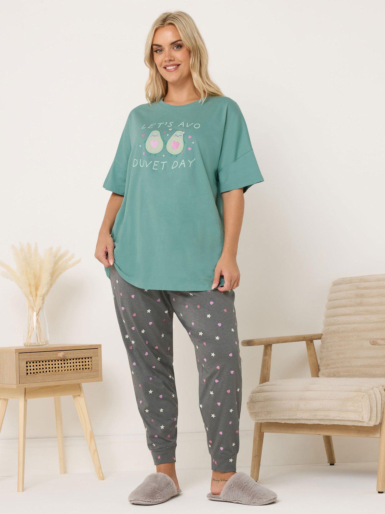yours-curve-duvet-day-cuffed-pyjama-set-green