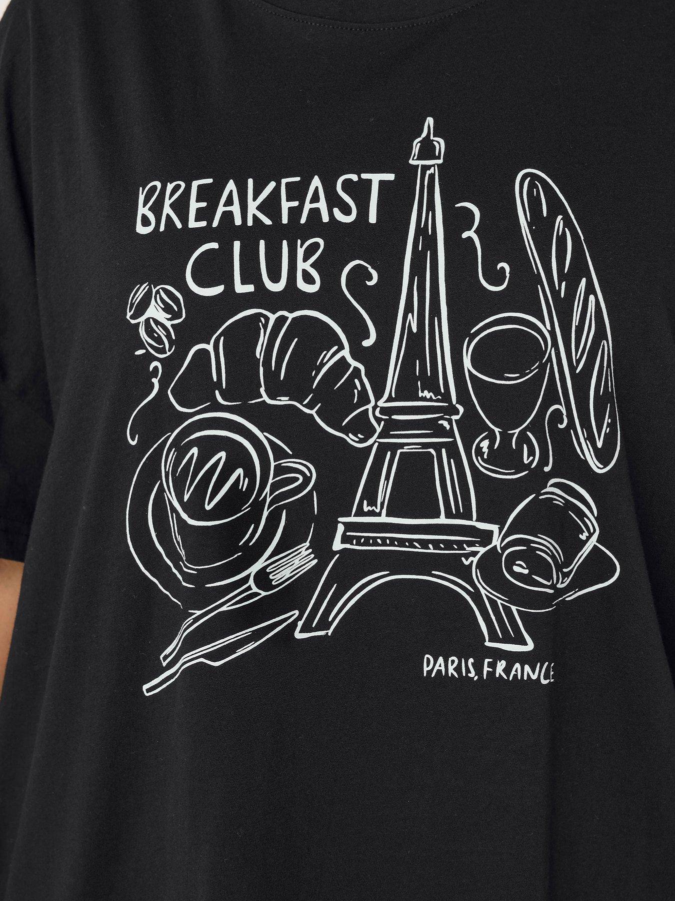 Image 4 of 4 of Yours Curve Paris Breakfast Pyjama Set - Black