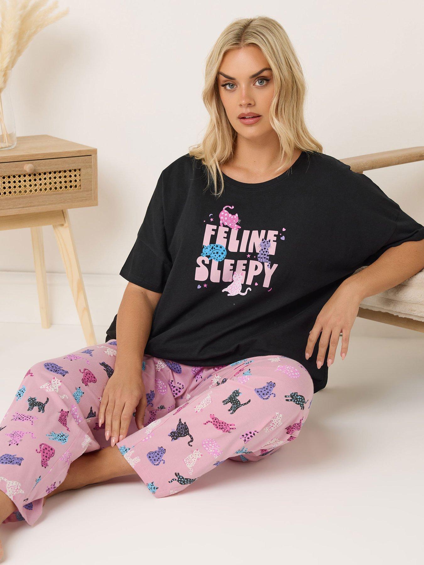 image of yours-curve-feline-sleepy-wide-leg-pyjama-set-black