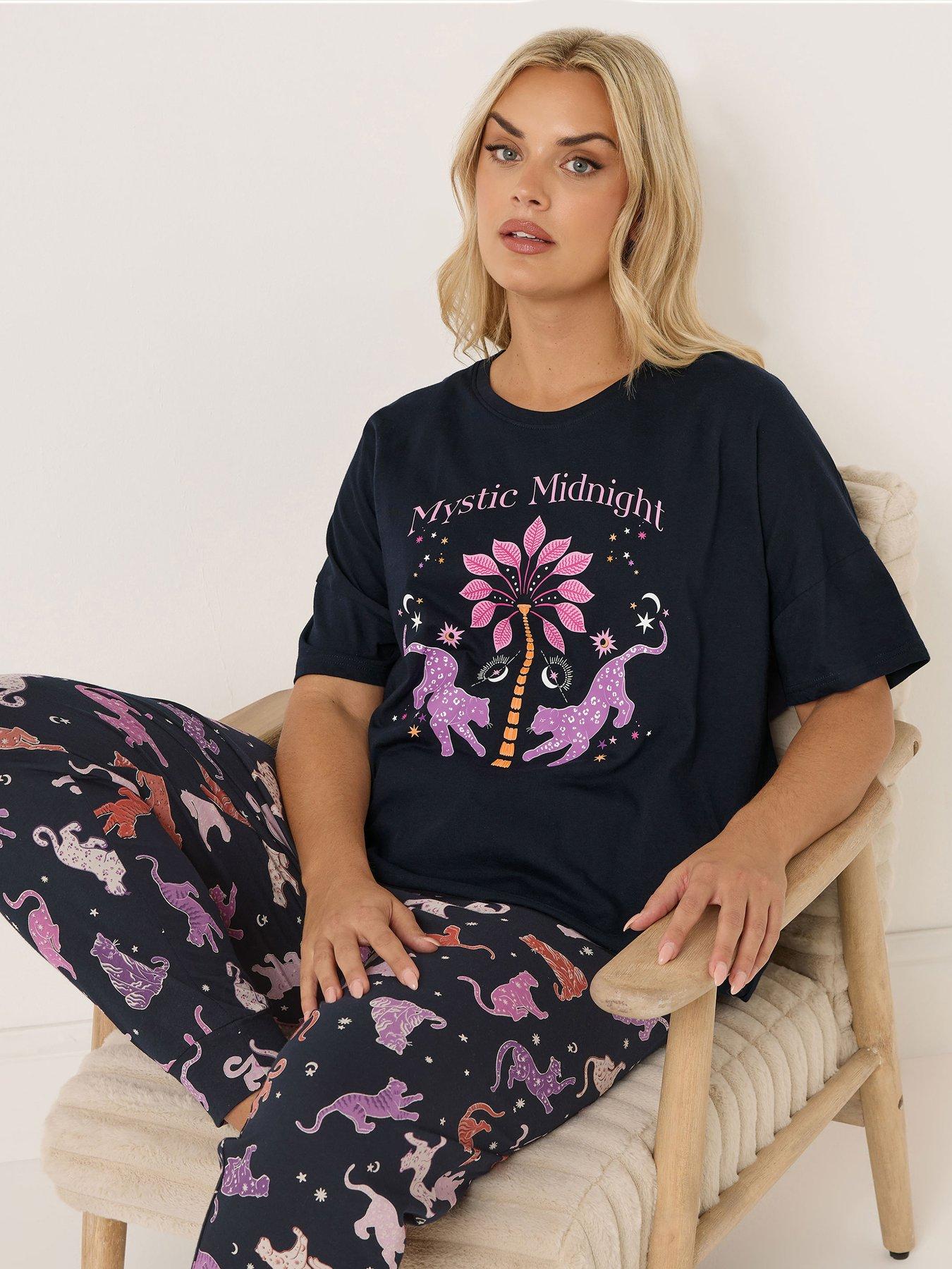  image of yours-curve-mystic-midnight-cuffed-pyjama-set-blue