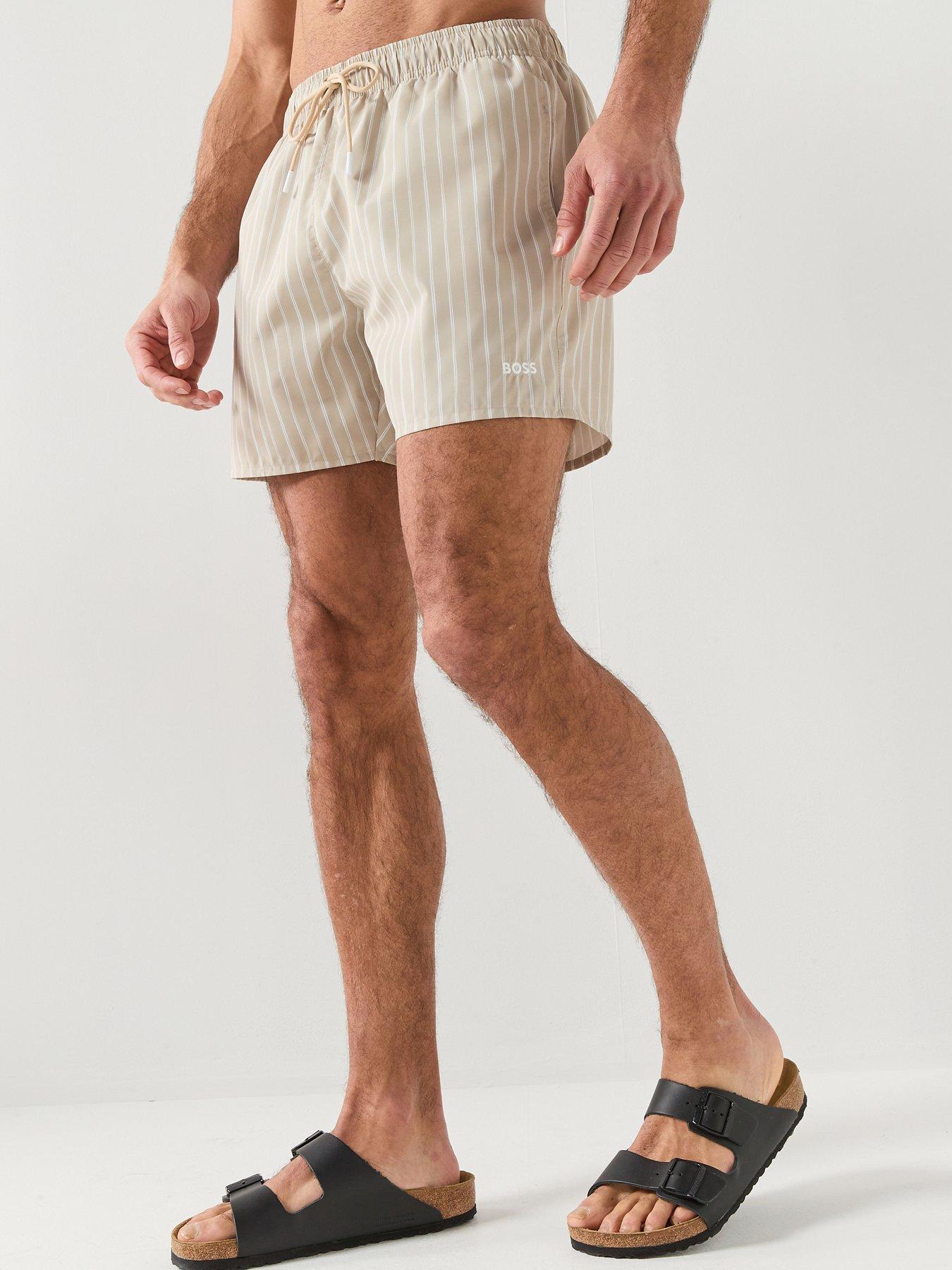 Image 1 of 6 of BOSS Sunfish Striped Swim Shorts - Beige