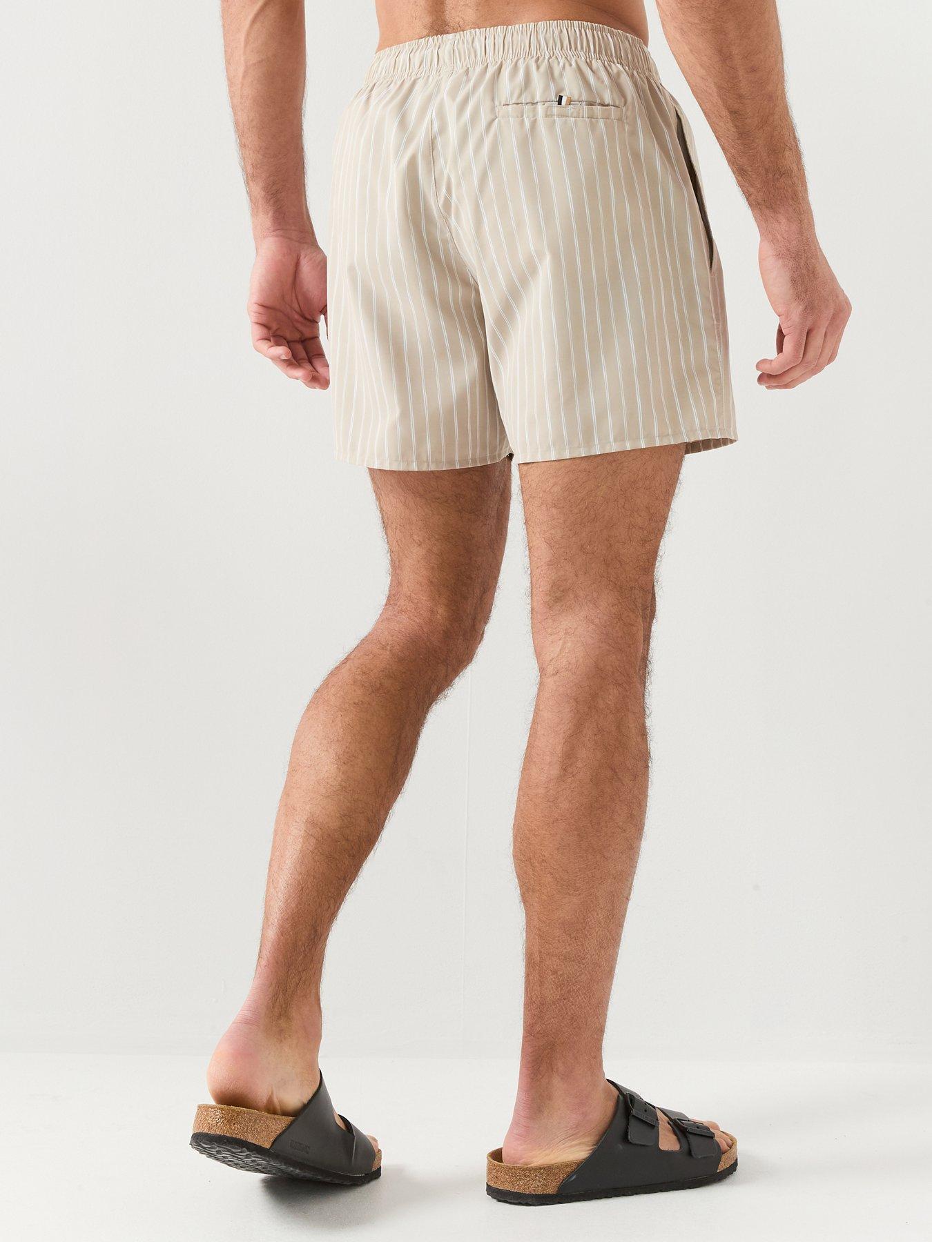 Image 2 of 6 of BOSS Sunfish Striped Swim Shorts - Beige
