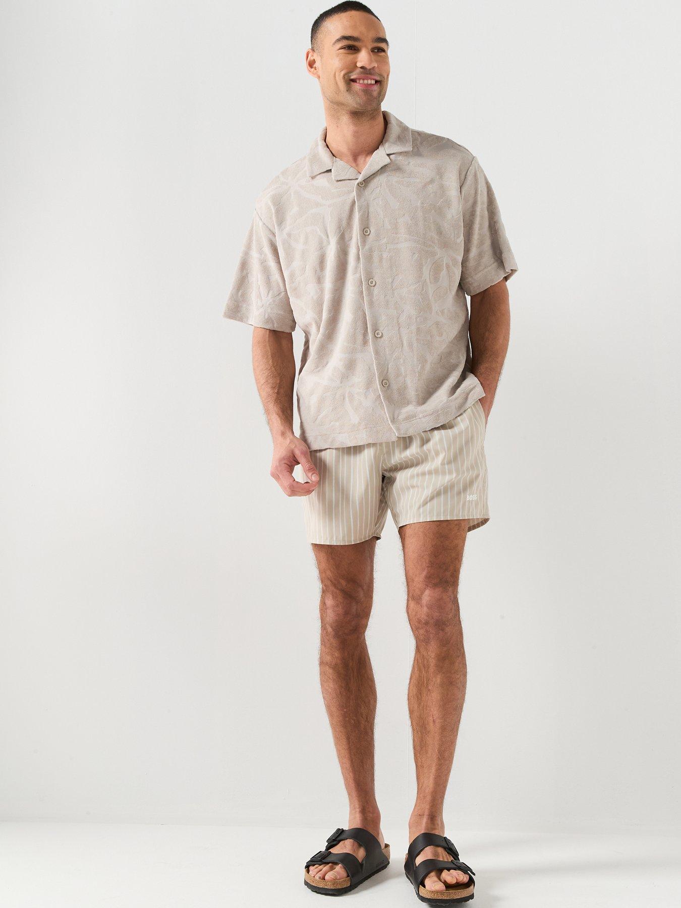 Image 3 of 6 of BOSS Sunfish Striped Swim Shorts - Beige