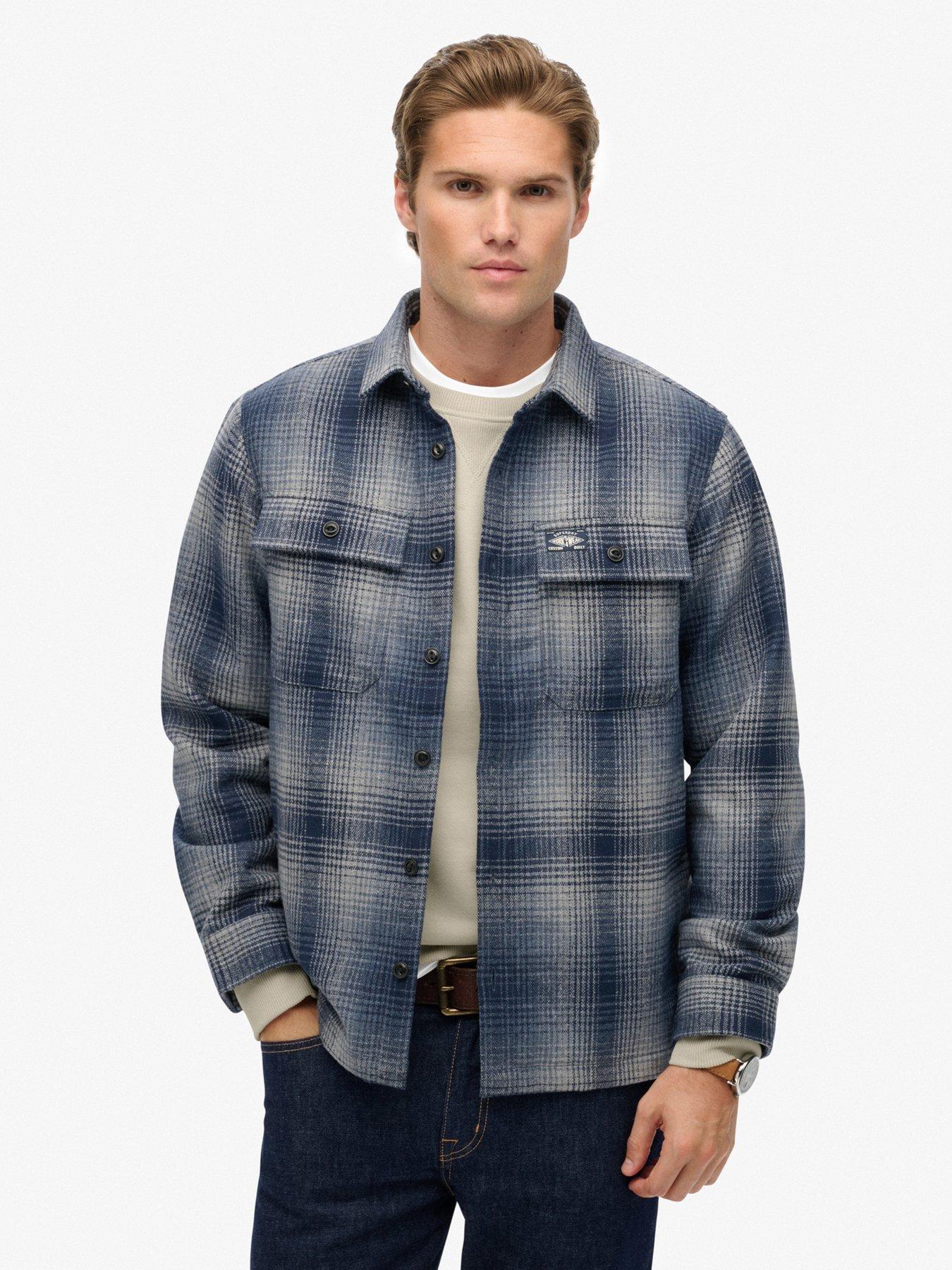  image of superdry-wool-miller-check-overshirt-blue