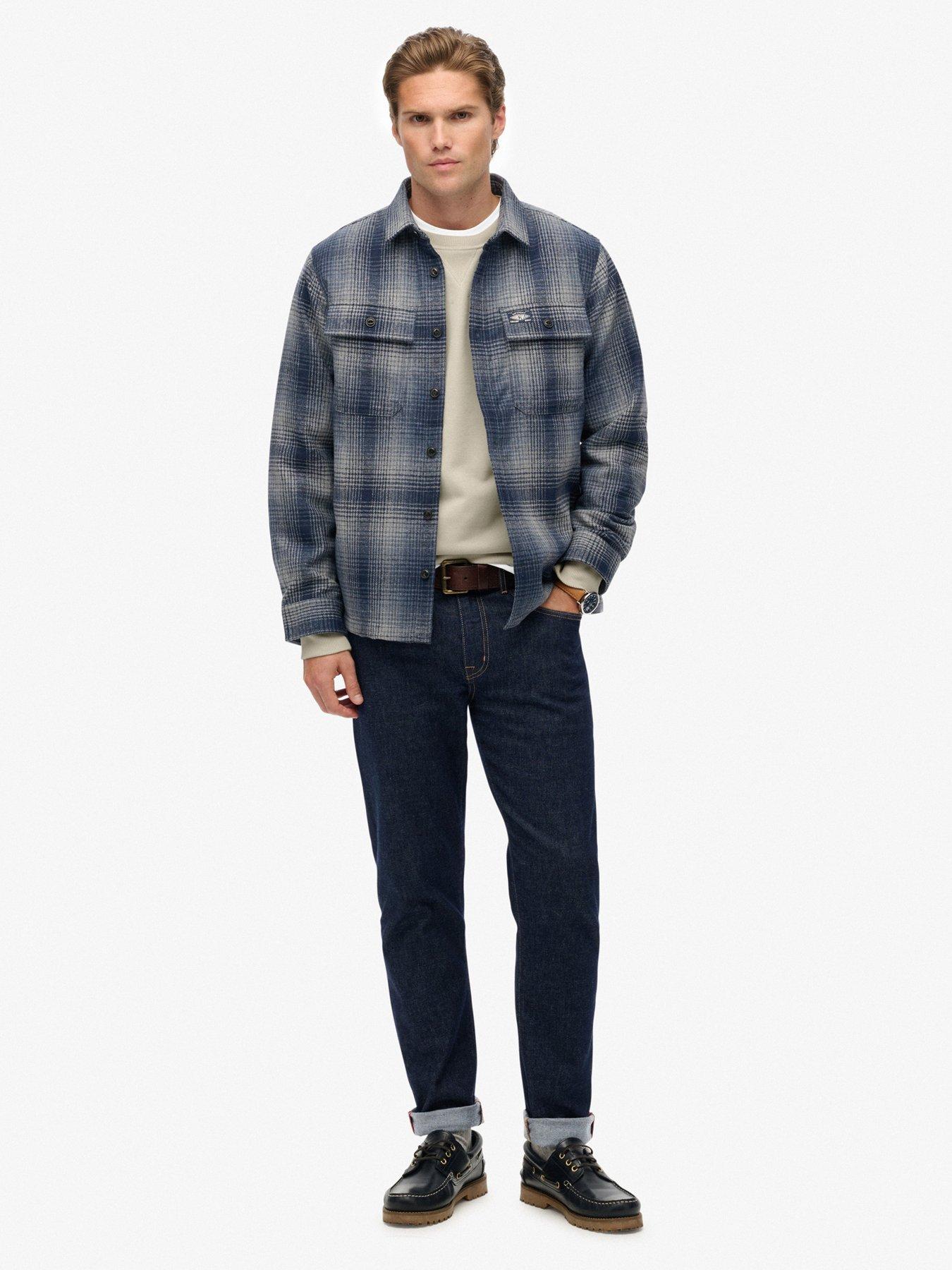  image of superdry-wool-miller-check-overshirt-blue