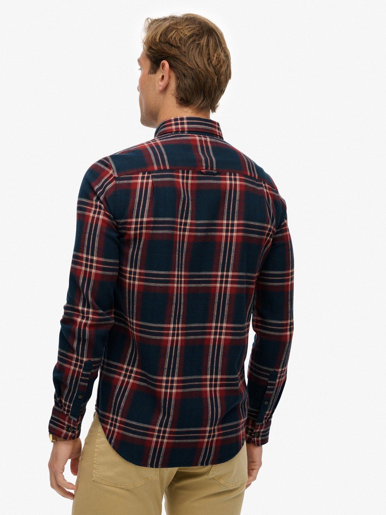 stillFront image of superdry-check-print-long-sleeve-shirt-navy-multi
