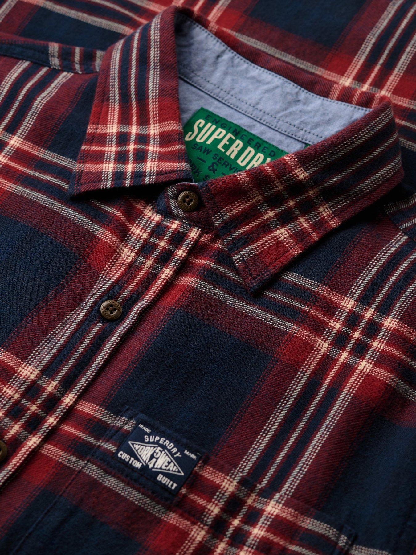  image of superdry-check-print-long-sleeve-shirt-navy-multi