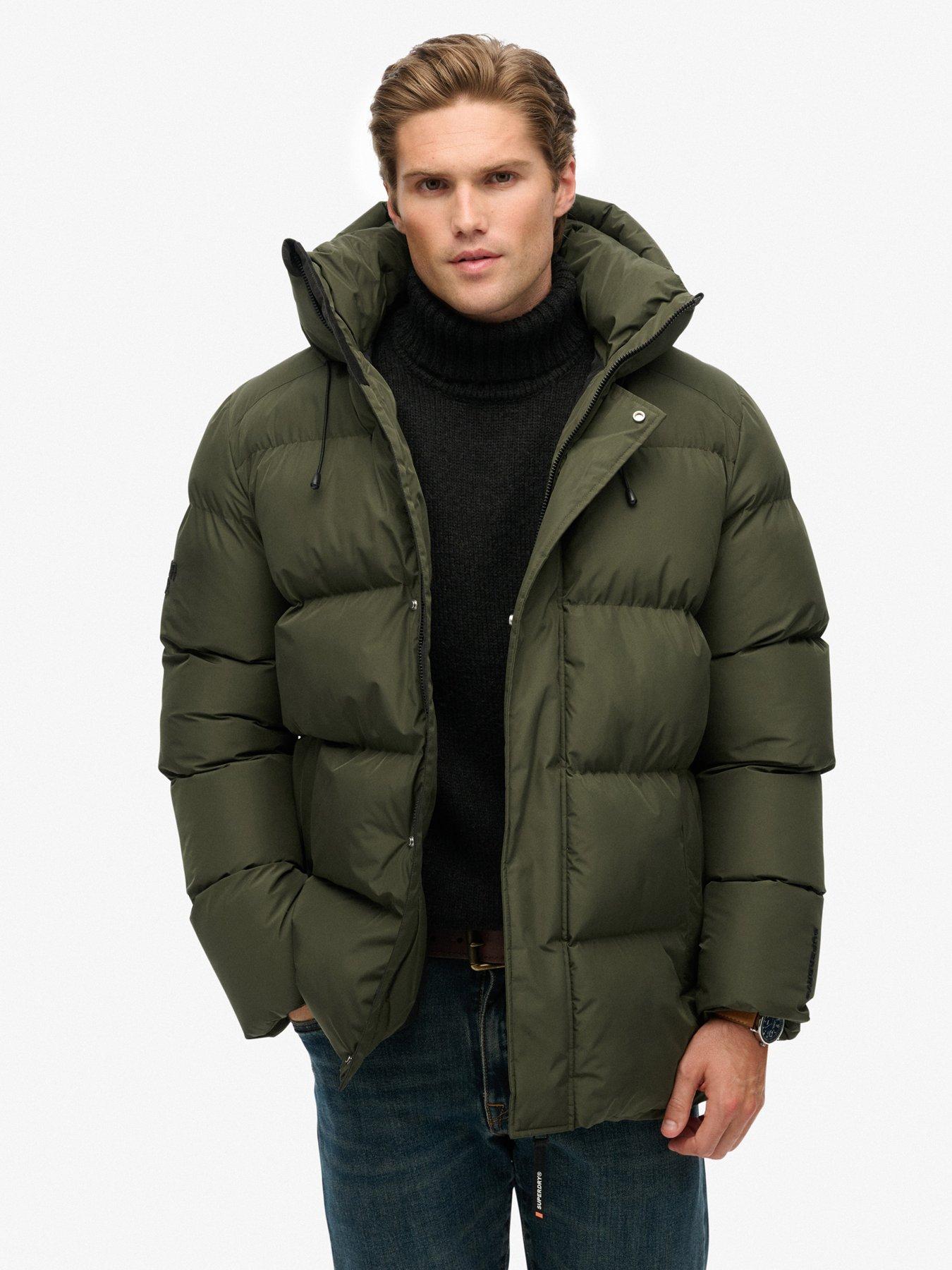 front image of superdry-hooded-5-baffle-sports-jacket-khaki