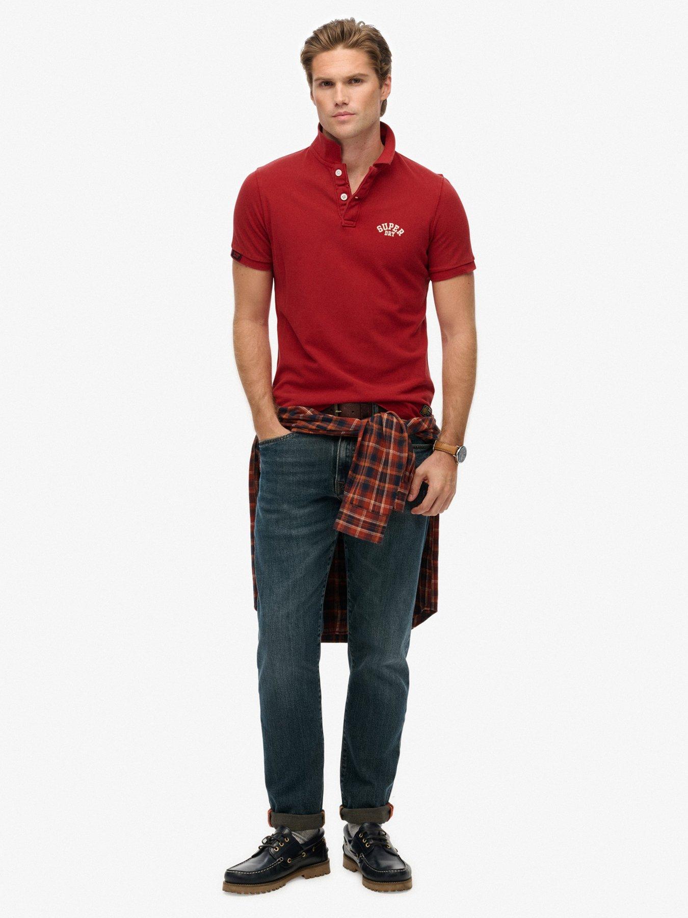 Image 3 of 6 of Superdry Vintage Athletic Short Sleeve Polo Shirt - Red