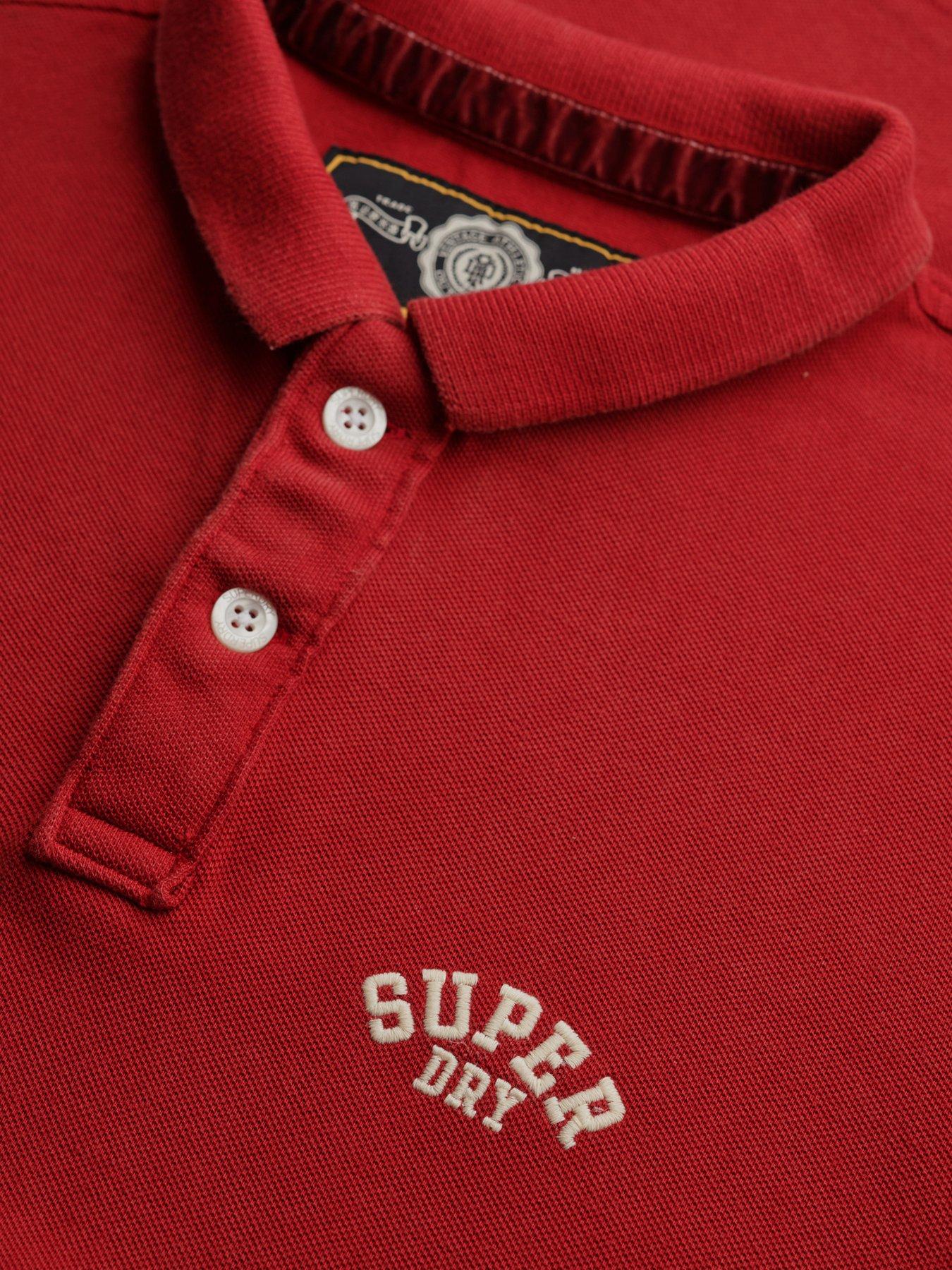 Image 6 of 6 of Superdry Vintage Athletic Short Sleeve Polo Shirt - Red