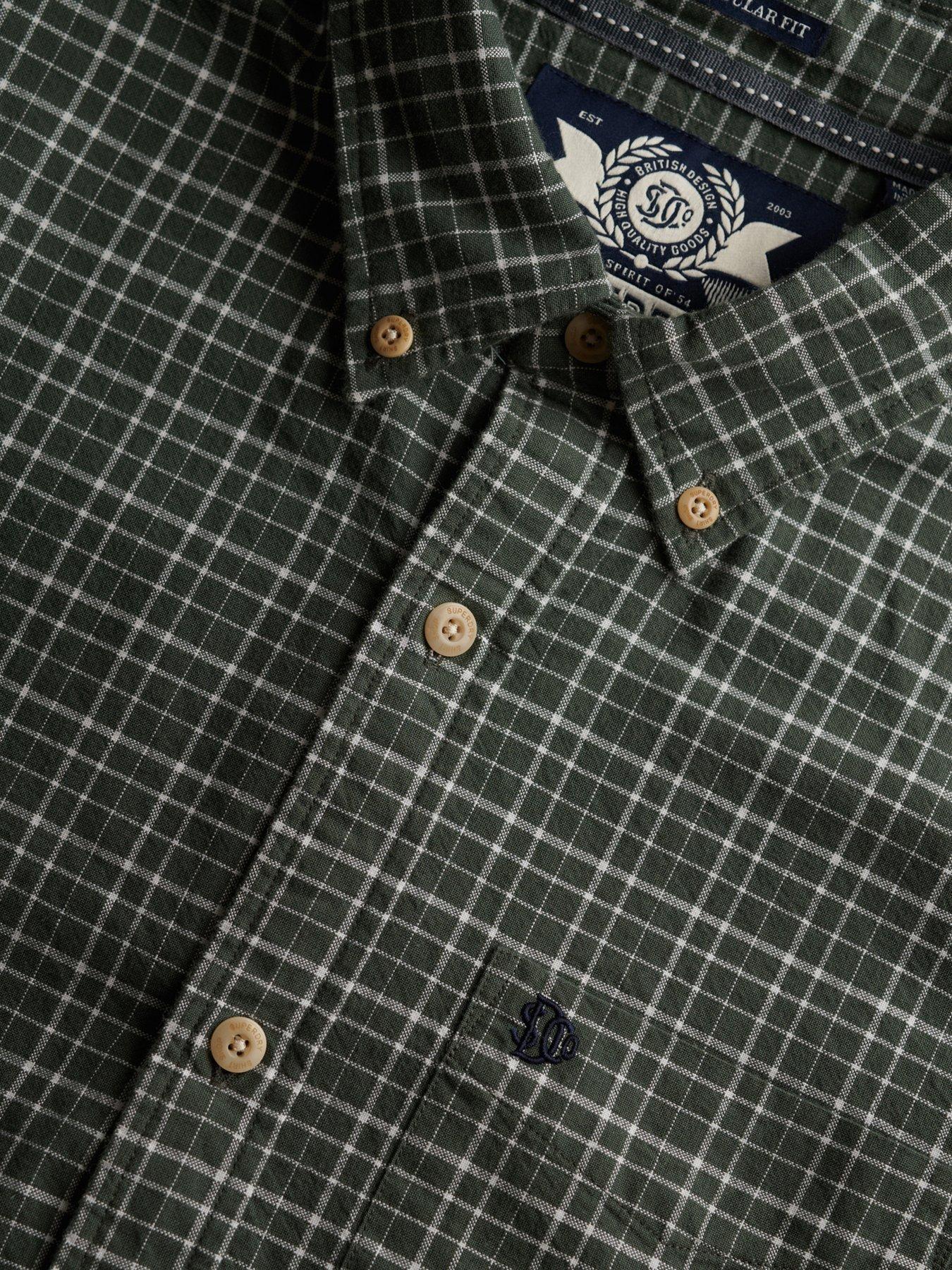  image of superdry-premium-check-print-oxford-long-sleeve-shirt-green