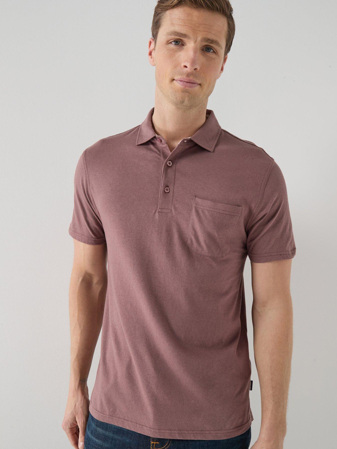 Barbour Steventon Linen Blend Tailored Fit Polo Shirt - Dark Red