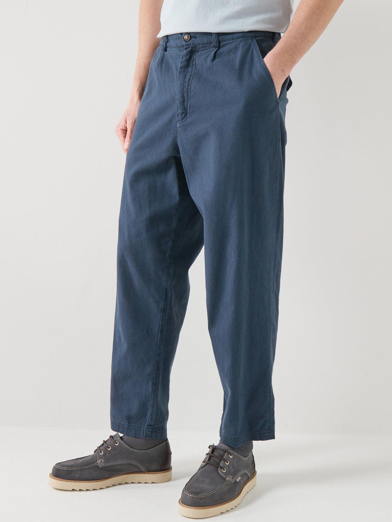 Barbour Cotton Linen Relaxed Trousers - Navy
