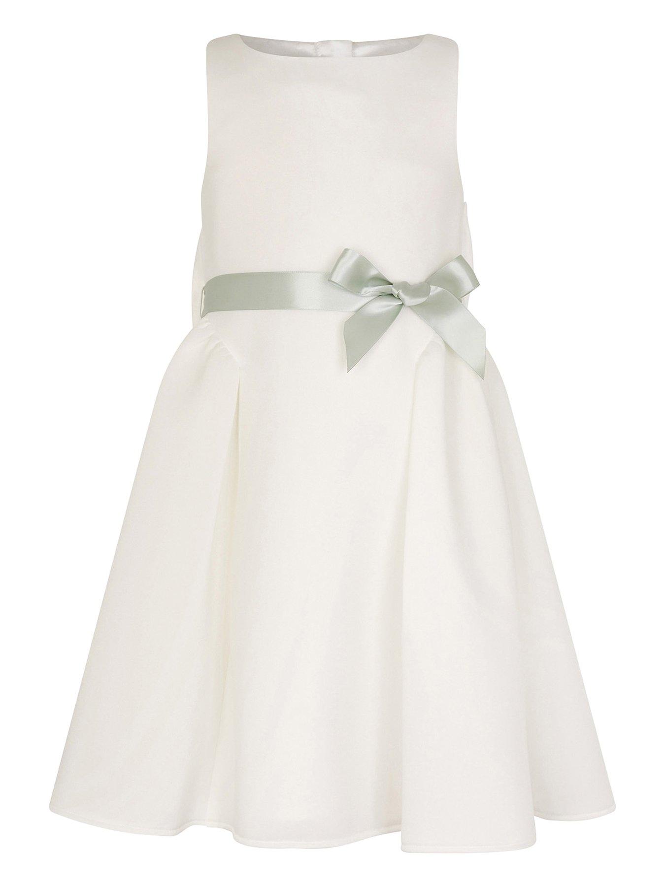 Image 2 of 4 of Monsoon Girls Molly Scuba Bridesmaid Dress - Light Cream