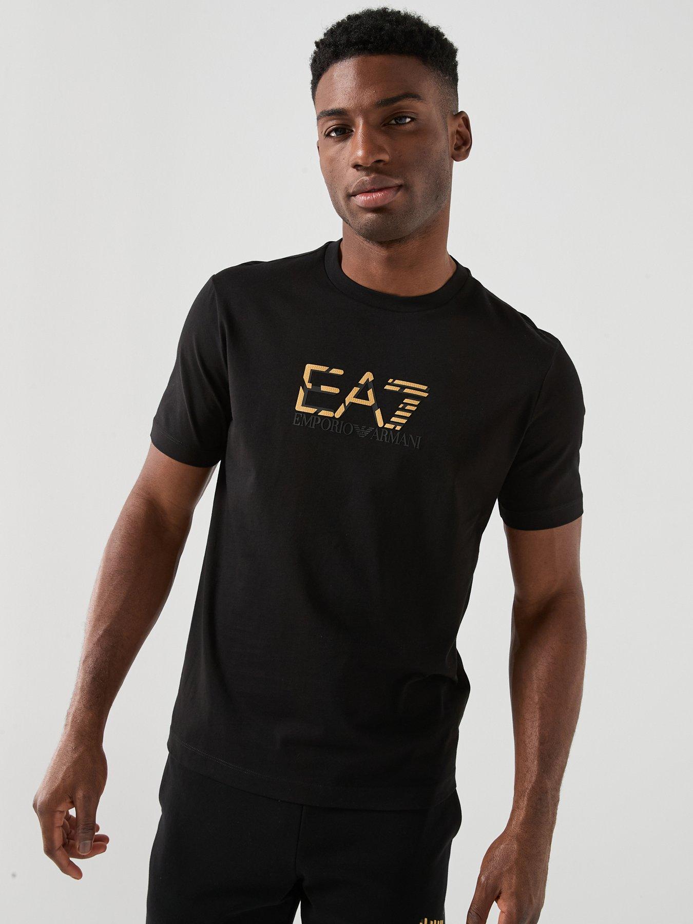 EA7 Emporio Armani Train Premium Gold Logo T-Shirt - Black