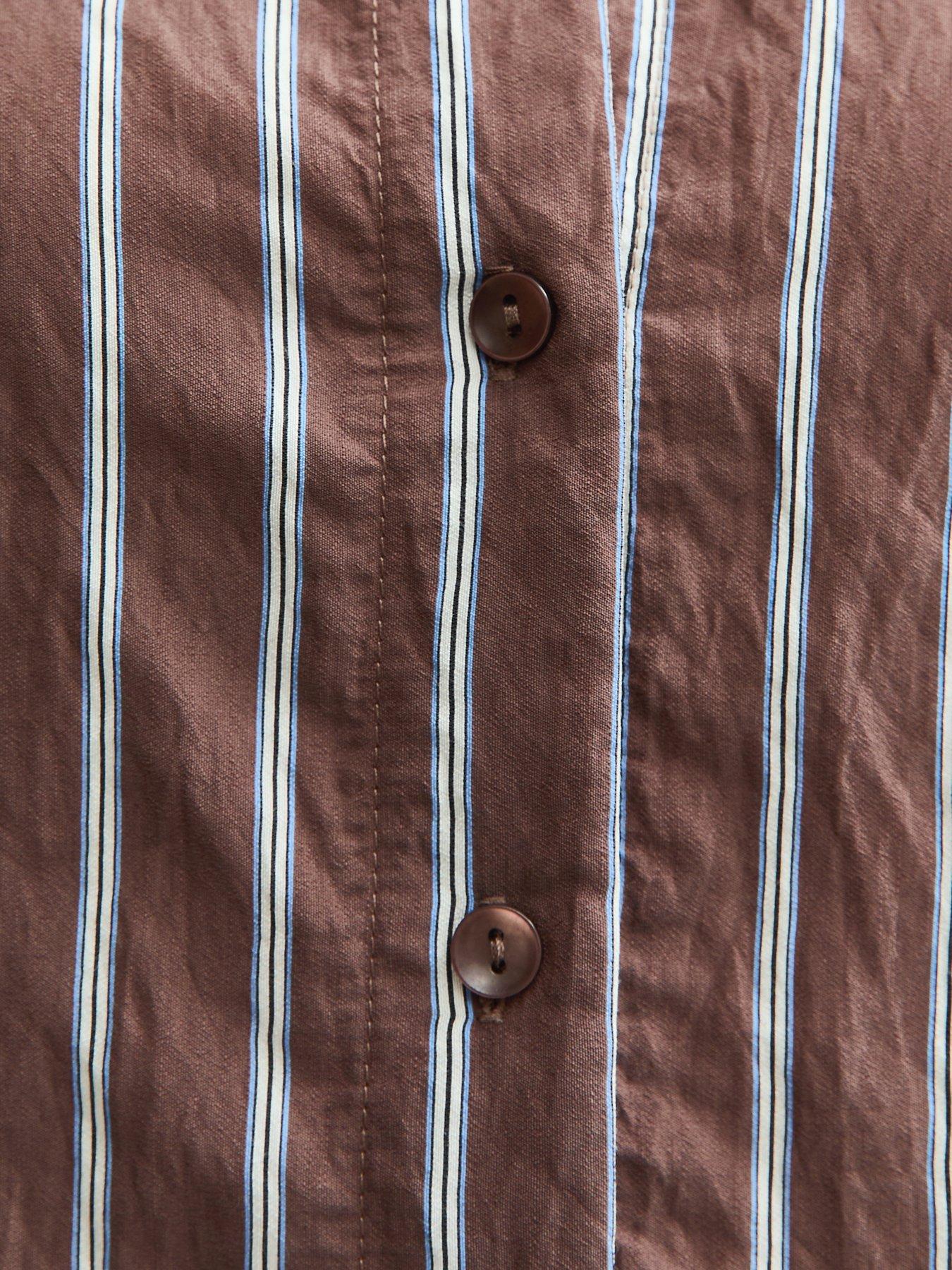  image of new-look-striped-button-up-shirt-brown